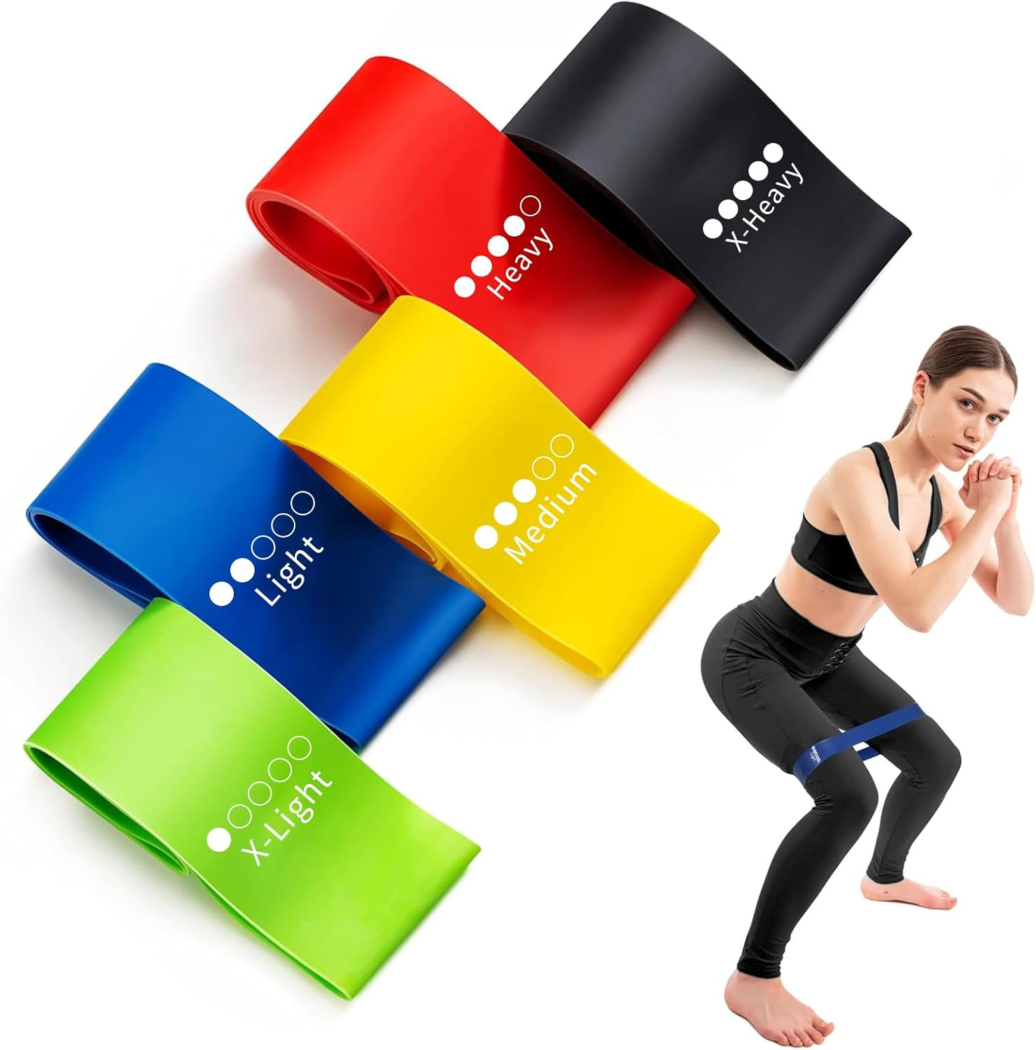 Resistance Loop Exercise Bands, Workout Bands, Fitness Resistance Bands for Beachbody Out Door and Indoor Fitness, Set of 5 Elastic Bands for Exercise - Assorted Colors image number 3