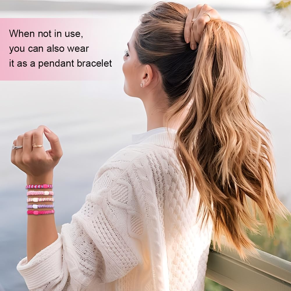 HMCEY Pack of 10 Women'S Hair Bobbles Scrunchies Colourful Tie Hair Elastics Ponytail Holder Hair Bands Multicoloured Suitable for All Hairstyles image number 2