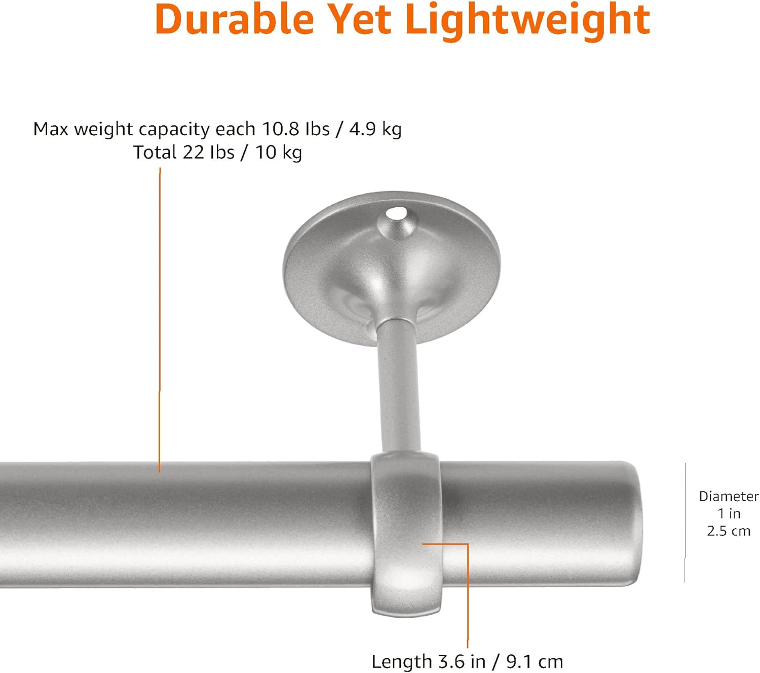 Amazon Basics Curtain Rod Ceiling-Mount Bracket, Set of 2, Silver Nickel - 4-Pack, Black image number 6