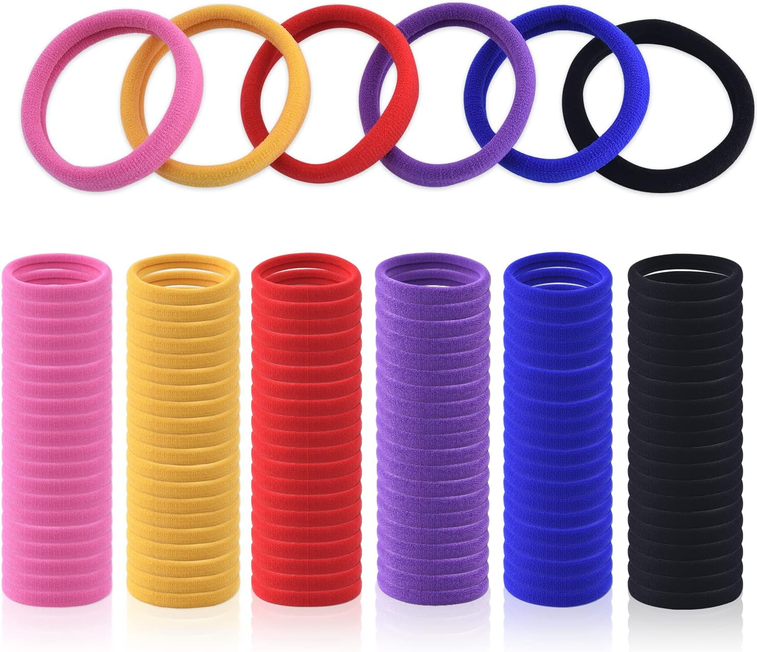 WKJHO 200Pcs Baby Hair Ties, Cotton Soft Toddler Hair Ties for Girls and Kids, Multicolor Small Seamless Elastic Hair Bands Ponytail Holders Hair Accessories