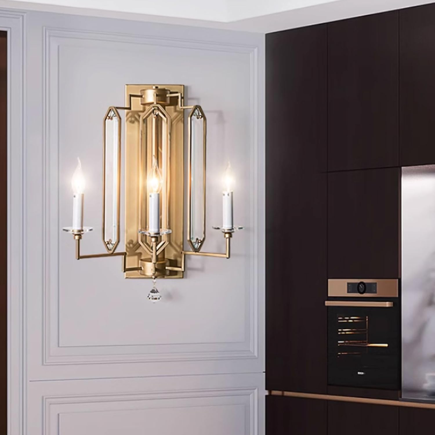 Vintage Metal Wall Mount Lights 3-Light Wall Lamps Crystal Wall Sconces Wall Lighting Fixture Home Villa Bedroom Hallway Wall Lighting image number 2