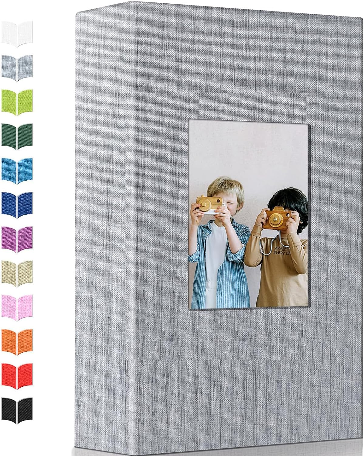 Photo Album 4X6 Slip-In Picture Memory Book, 300 Pockets, Vertical 50 Pages, Linen Cover with Window for Family Travel, Baby Growth Record, Wedding Scrapbook, Anniversare Birthday Gifts (Gray) image number 2