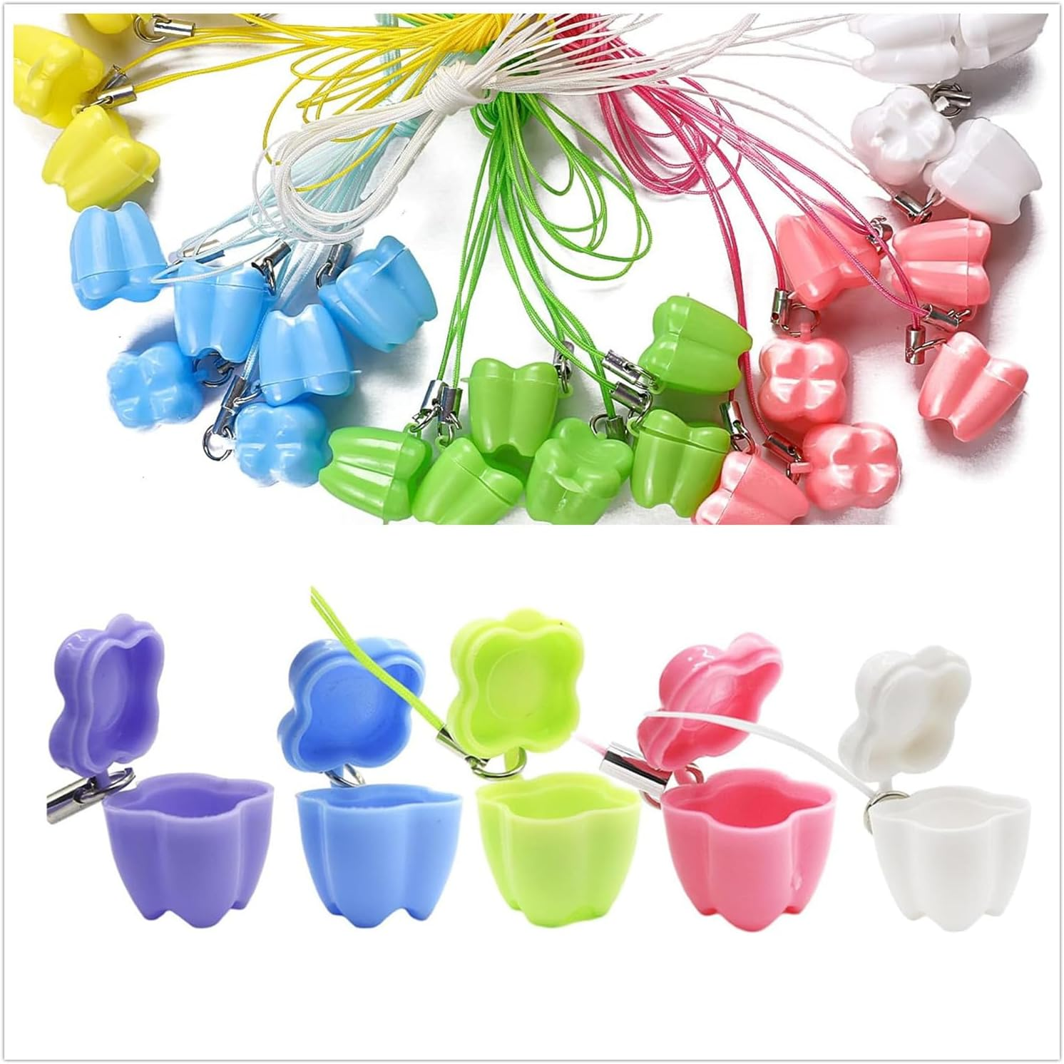 10 Pieces Lost Teeth Saver Necklace Organizer, Milk Teeth Storage Box Necklace Cute Fairy Baby Teeth Keepsake Holder Children Teeth save Box for Lost Teeth Storage Box (10Pcs) image number 6