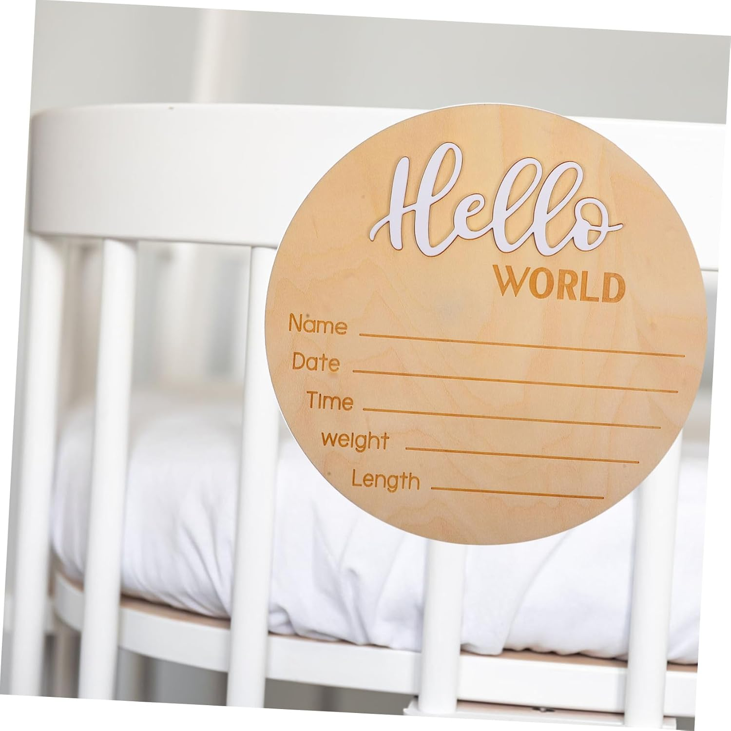 Wooden Birth Announcement Sign Newborn Name Sign Photo Prop for Hospital Girl Cherub Born image number 2