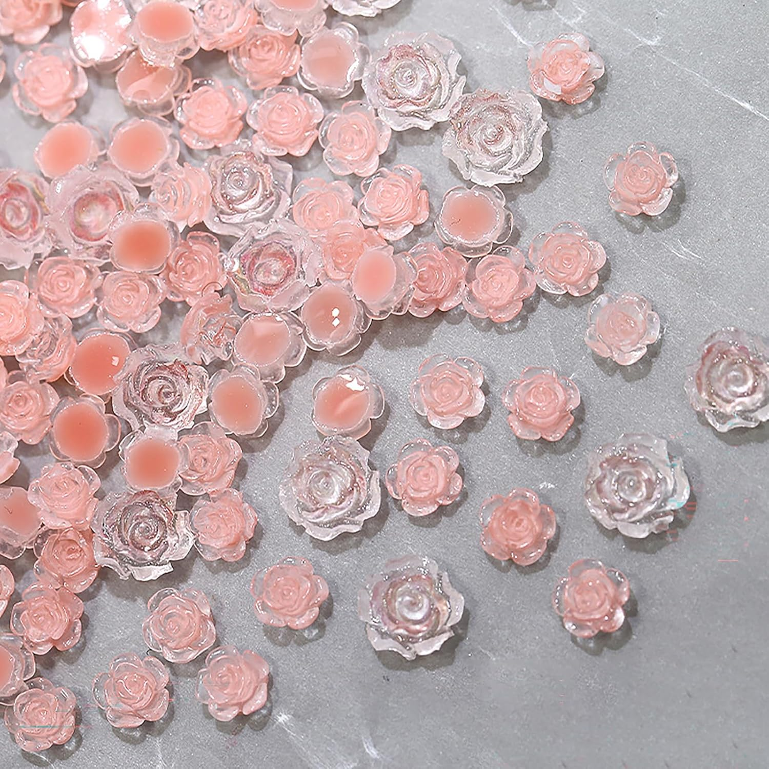 Taoluwin 100Pcs Nail Art Rhinestones, 6Mm & 8Mm Honey Pink Camellia Nail Charms, Resin Flower Rhinestones for Nail Decoration, Crafts & Jewelry Making image number 5