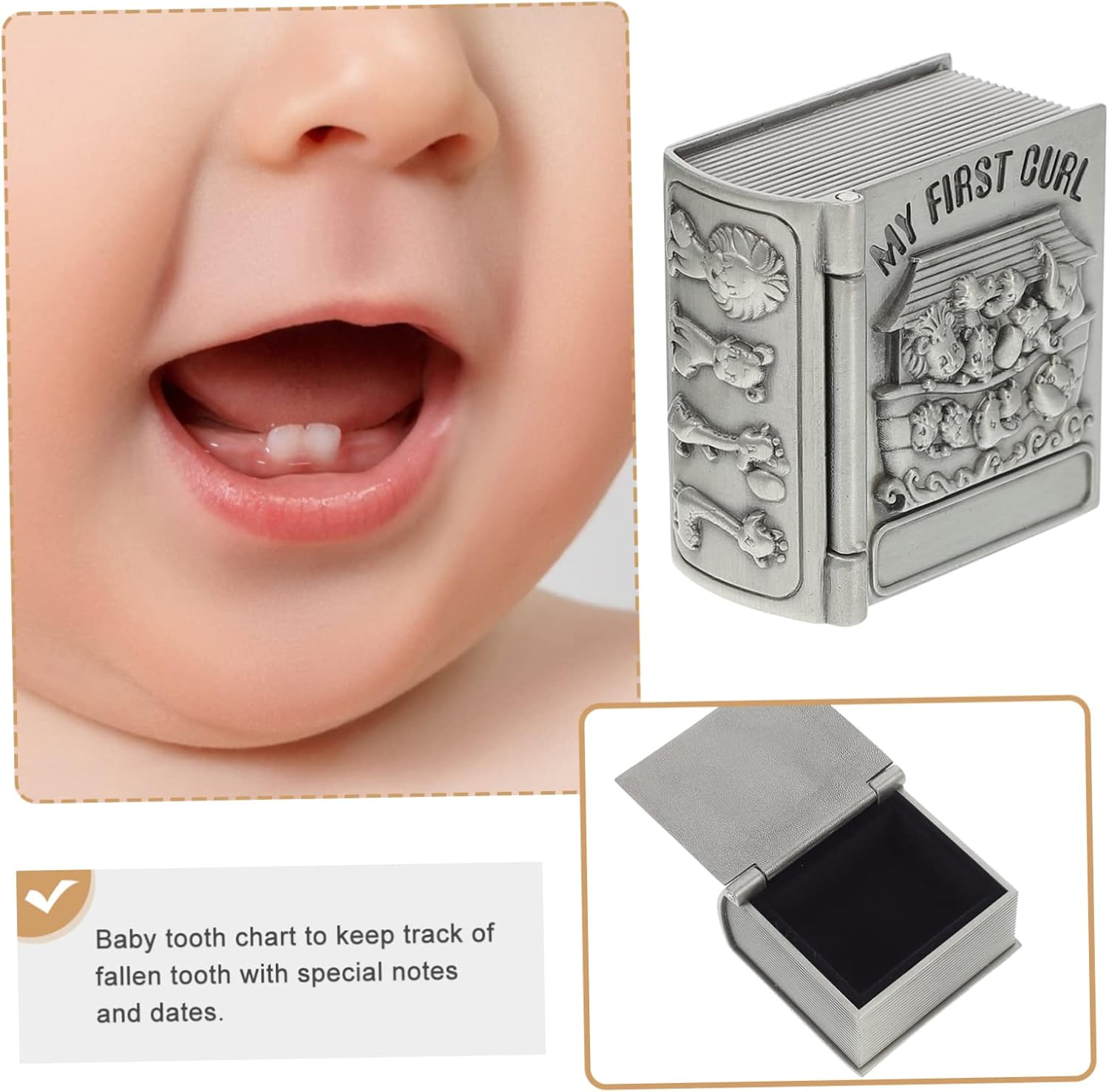 SUPVOX 2Pcs and Girls Keepsake Teeth Cases Storage Box for Milk Teeth Decorative Animal Patterns Baptism Christmas image number 1