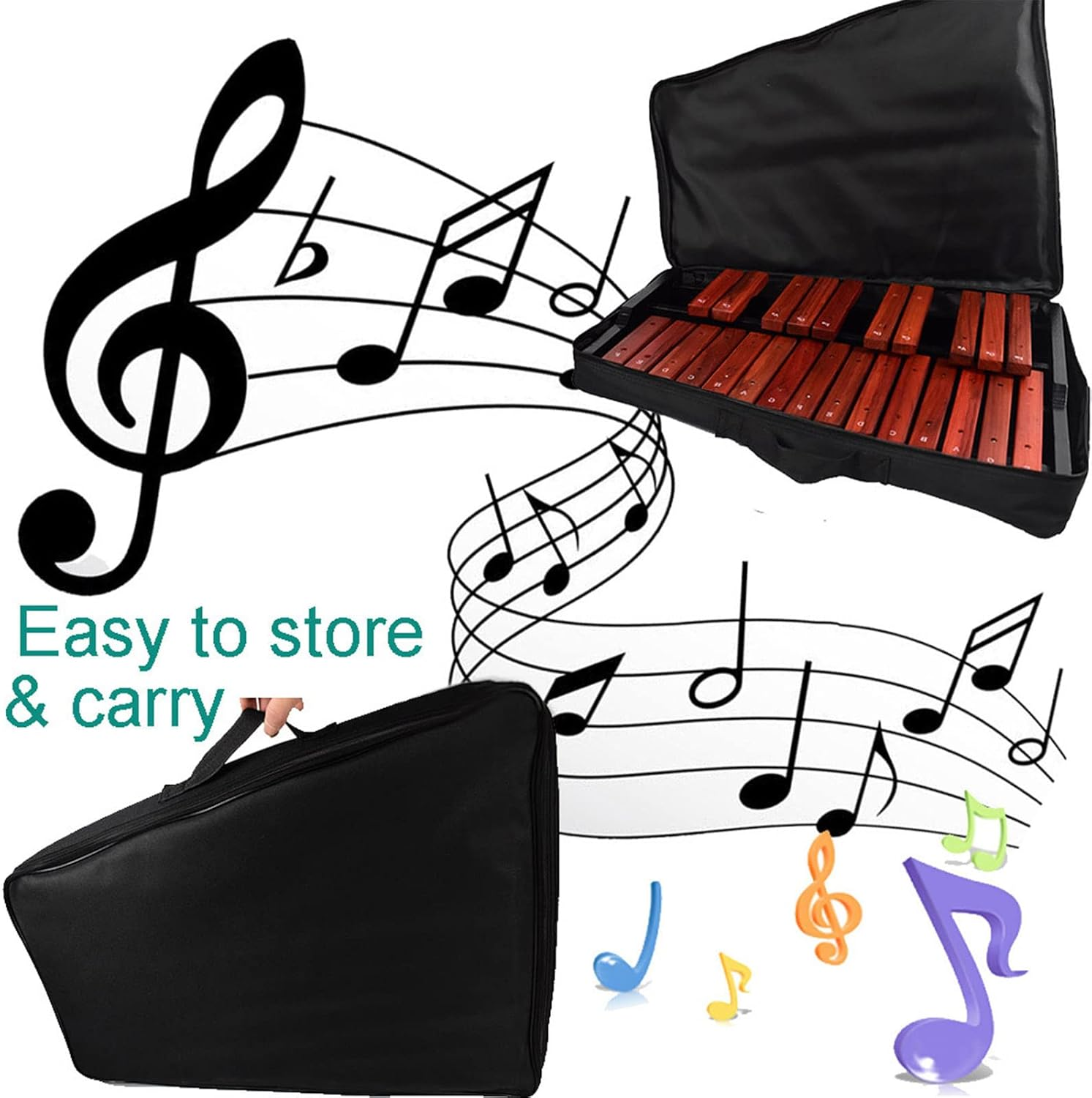 TNZMART 25 Note Xylophone Wooden Glockenspiel Xylophone with Mallet Professional Percussion Instrument (Xylophone) - Xylophone With Stand image number 5