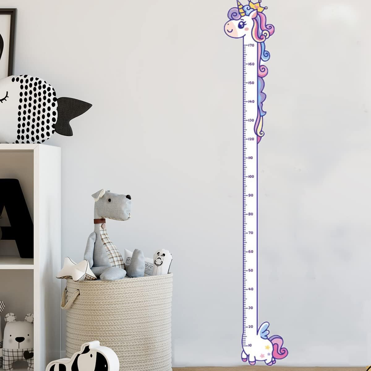 Vinyl Peel and Stick Growth Chart Sticker Cute Unicorn Nursery Wall Decor Decal Kids Room Bedroom Decoration Height Measurements image number 5
