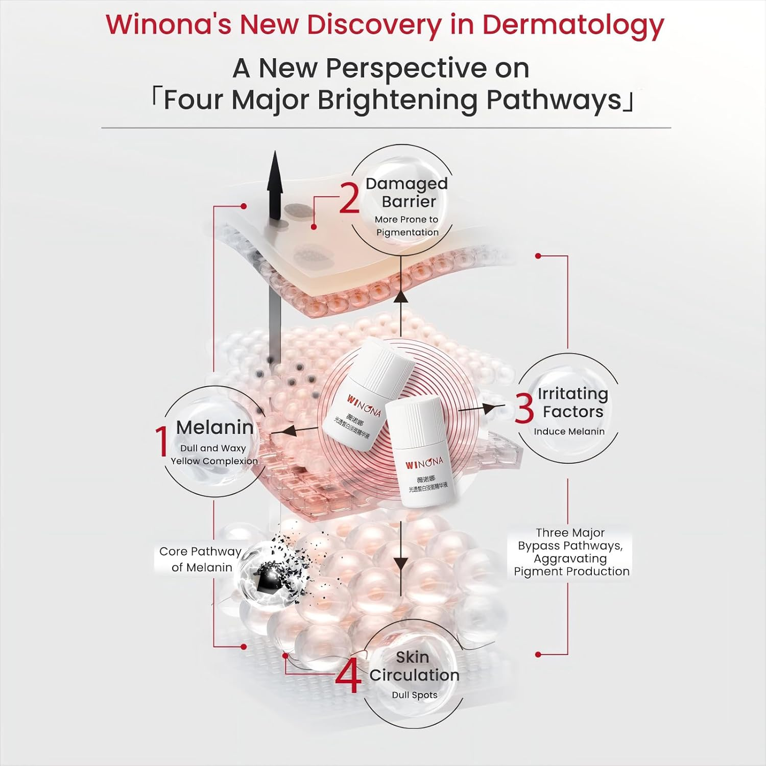 WINONA Brightening & Spot-Fading Essence 7-Day Set, Camellia-Lucent Spot-Correcting Essence, Soothing & Hydrating Serum for Sensitive Skin, Brightening, Even Skin Tone, Travel Size 1.5Ml &times; 7 Ampoules