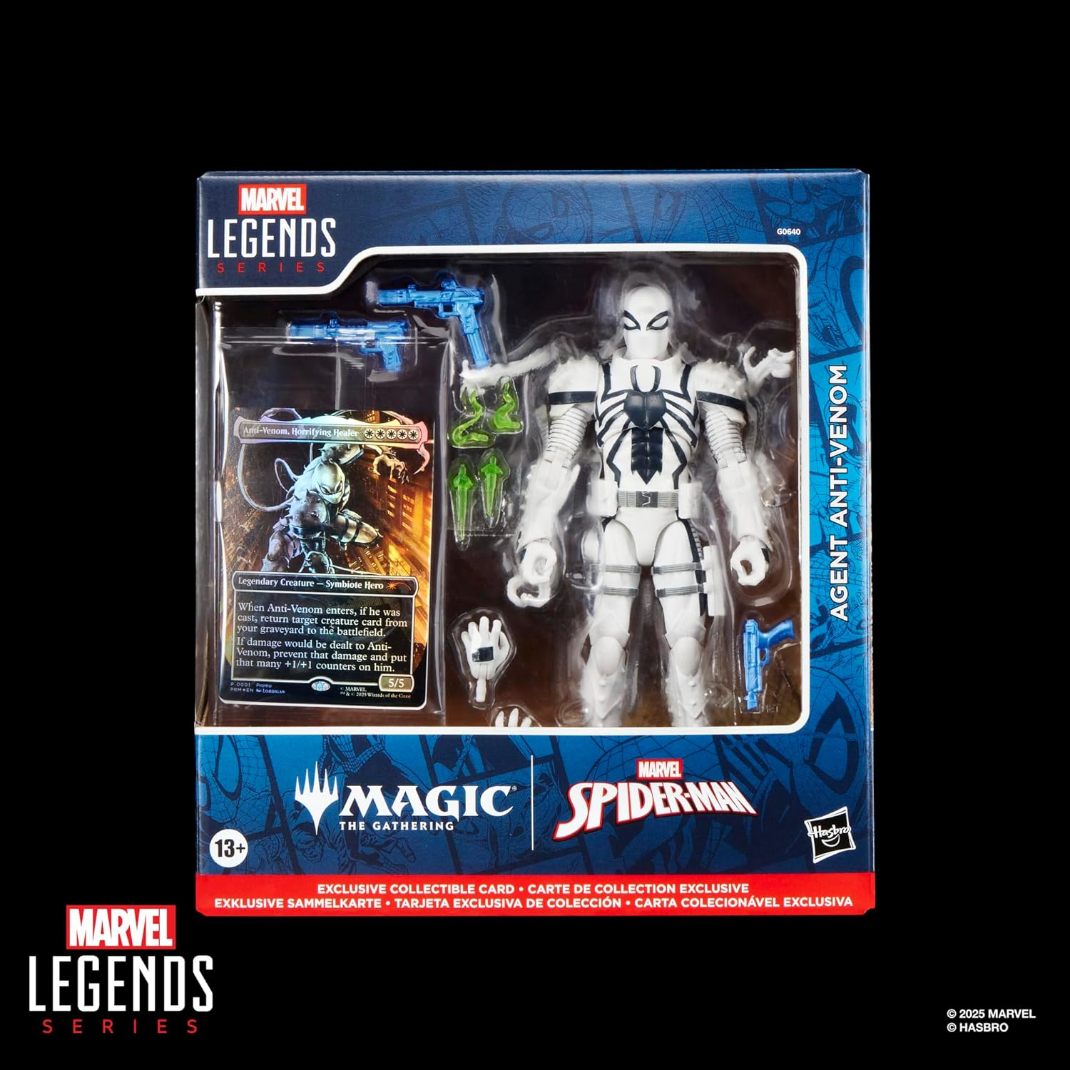Marvel Legends Series Magic: the Gathering Agent Anti-Venom, 6-Inch Spider-Man Action Figure Toy plus Exclusive Foil Collectible Card Game Trading Card image number 4