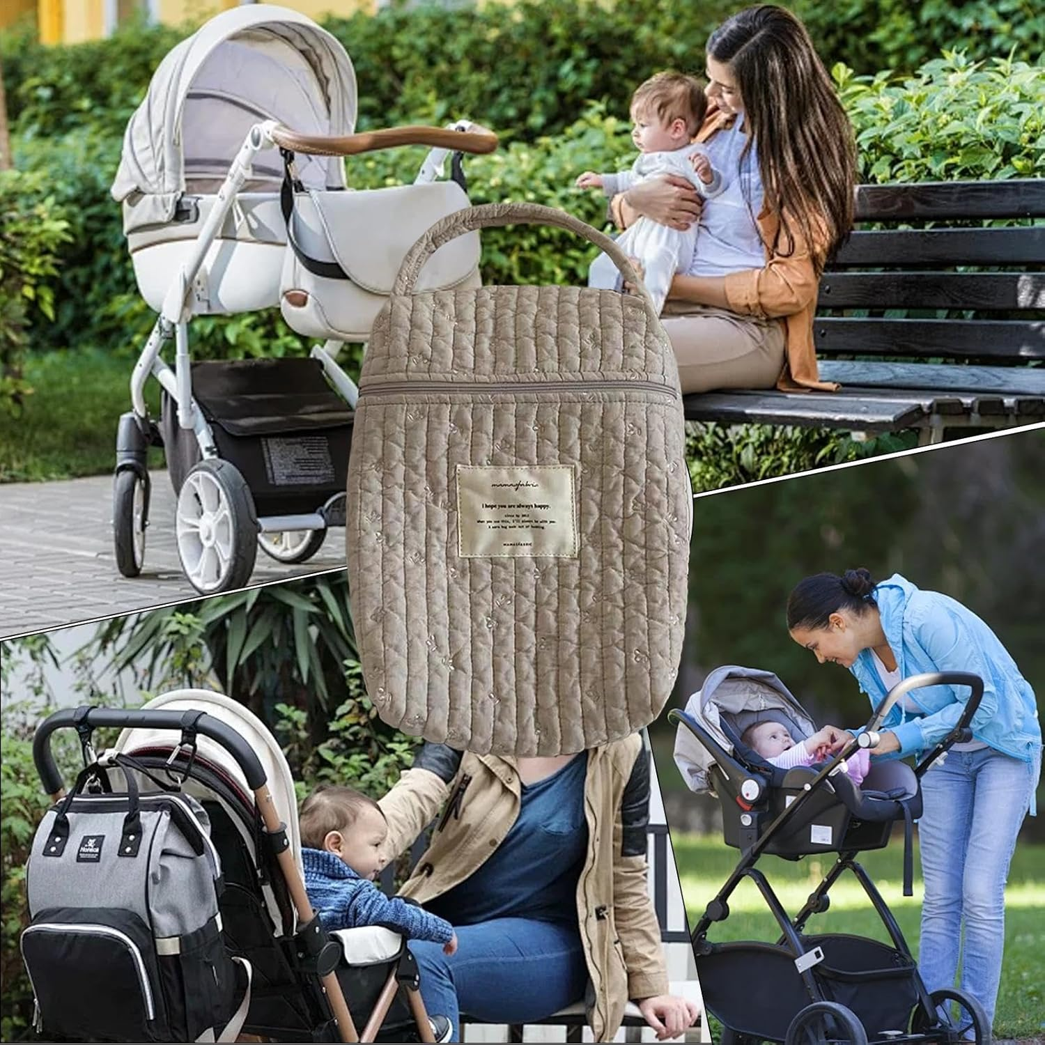 Diaper Bag Organizer,Diaper Caddy Nursery Cotton Quilted Diaper Bag - Soft Portable Diaper Stacker Multi-Purpose Diaper Organizer for Diapers image number 3