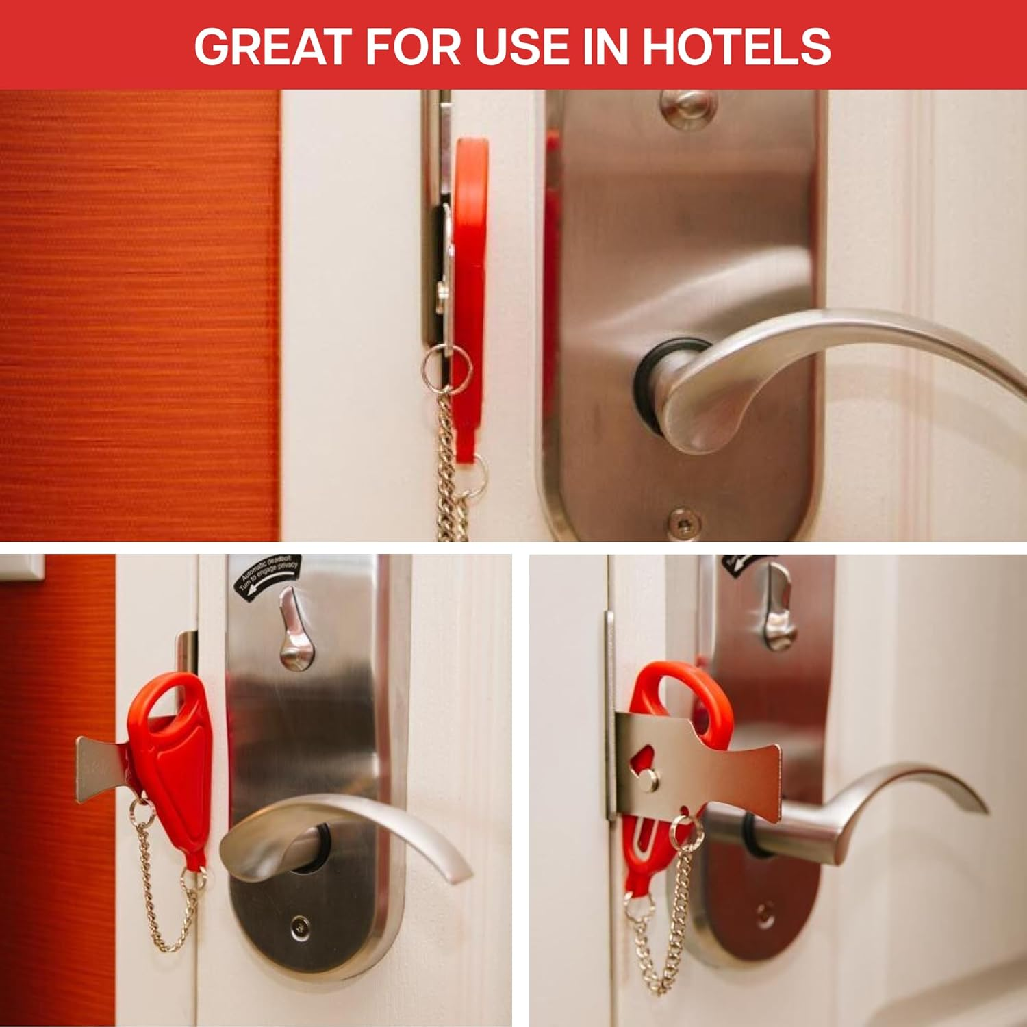 Addalock (Set of 2) Portable Door Lock, Travel Lock, Airbnb Lock, School Lockdown Lock image number 3