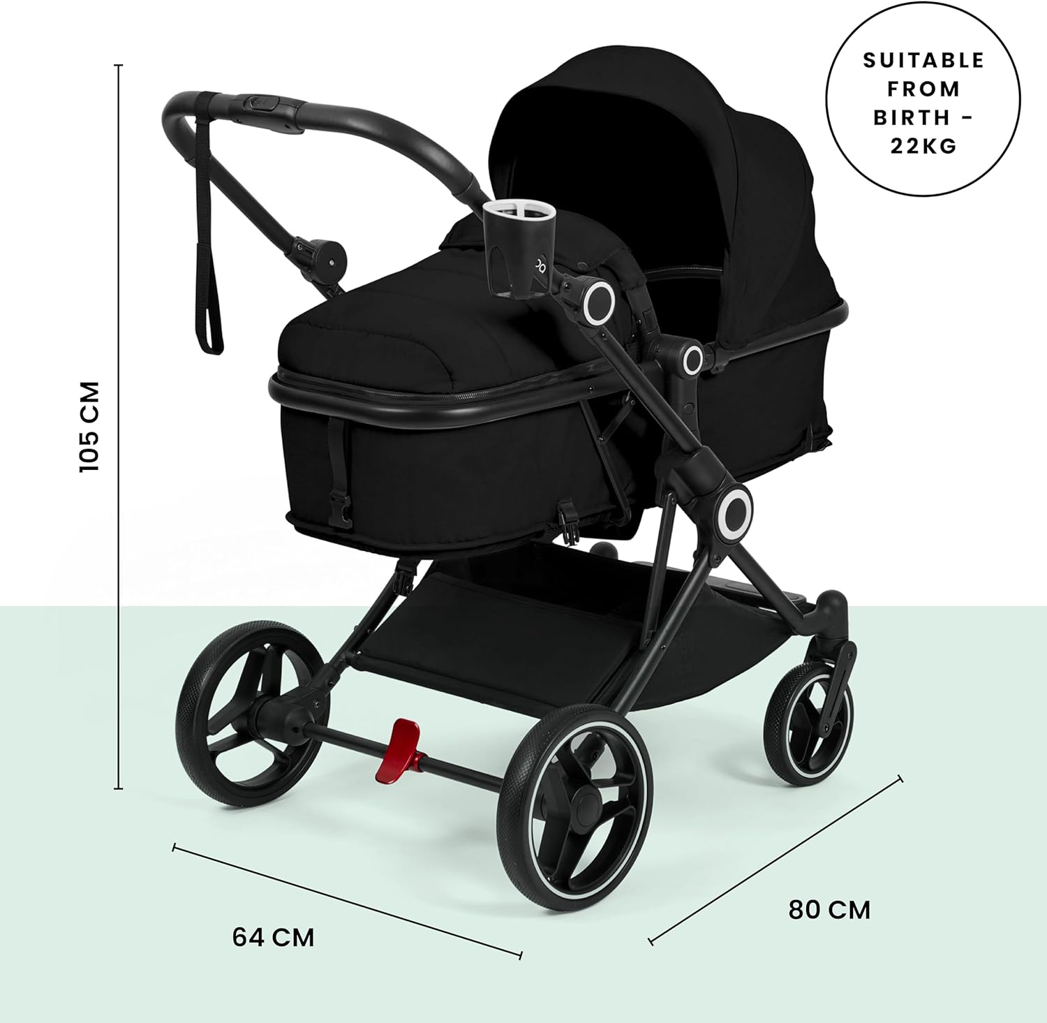 Ickle Bubba Atom All-In-One Four Wheel Convertible Stroller (Black) image number 2