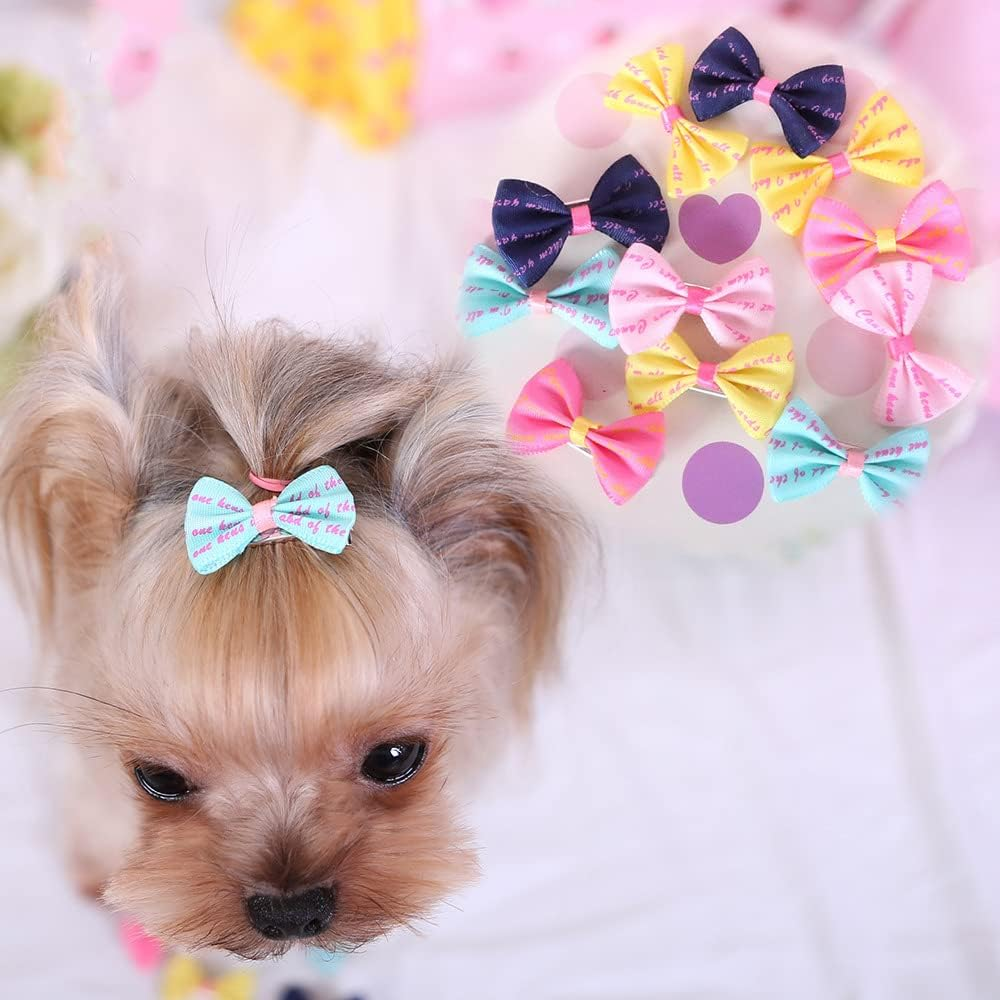 WVRLY 15Pcs Puppy Dog Hair Bow with Alligator Clips Pet Hair Bows Pet Grooming Hairpin Kitten Bow Barrettes Small Dogs Bowknot Hair Clip for Puppies Cats and Other Small Pets image number 6
