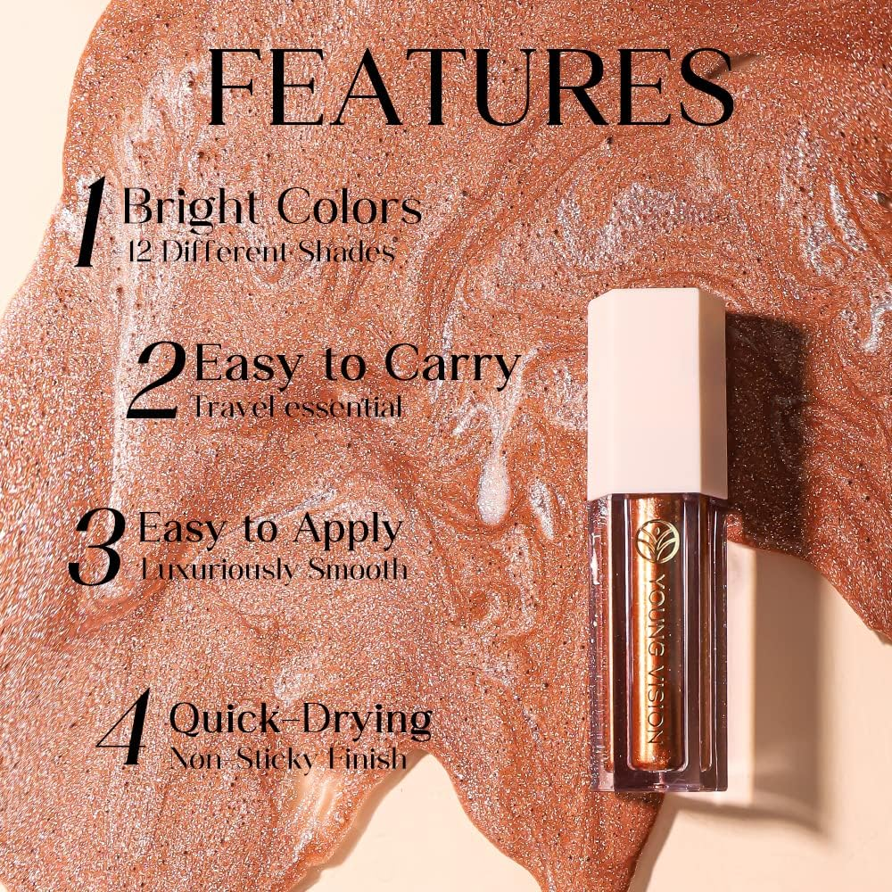 Balee 6PCS Liquid Glitter Eyeshadow, Sparkling Eyes Shadow Metallic Makeup Set with Opaque & Gel-Based Formula Creating Highlighter and Multi-Dimensional Eye Looks (Set B) image number 4