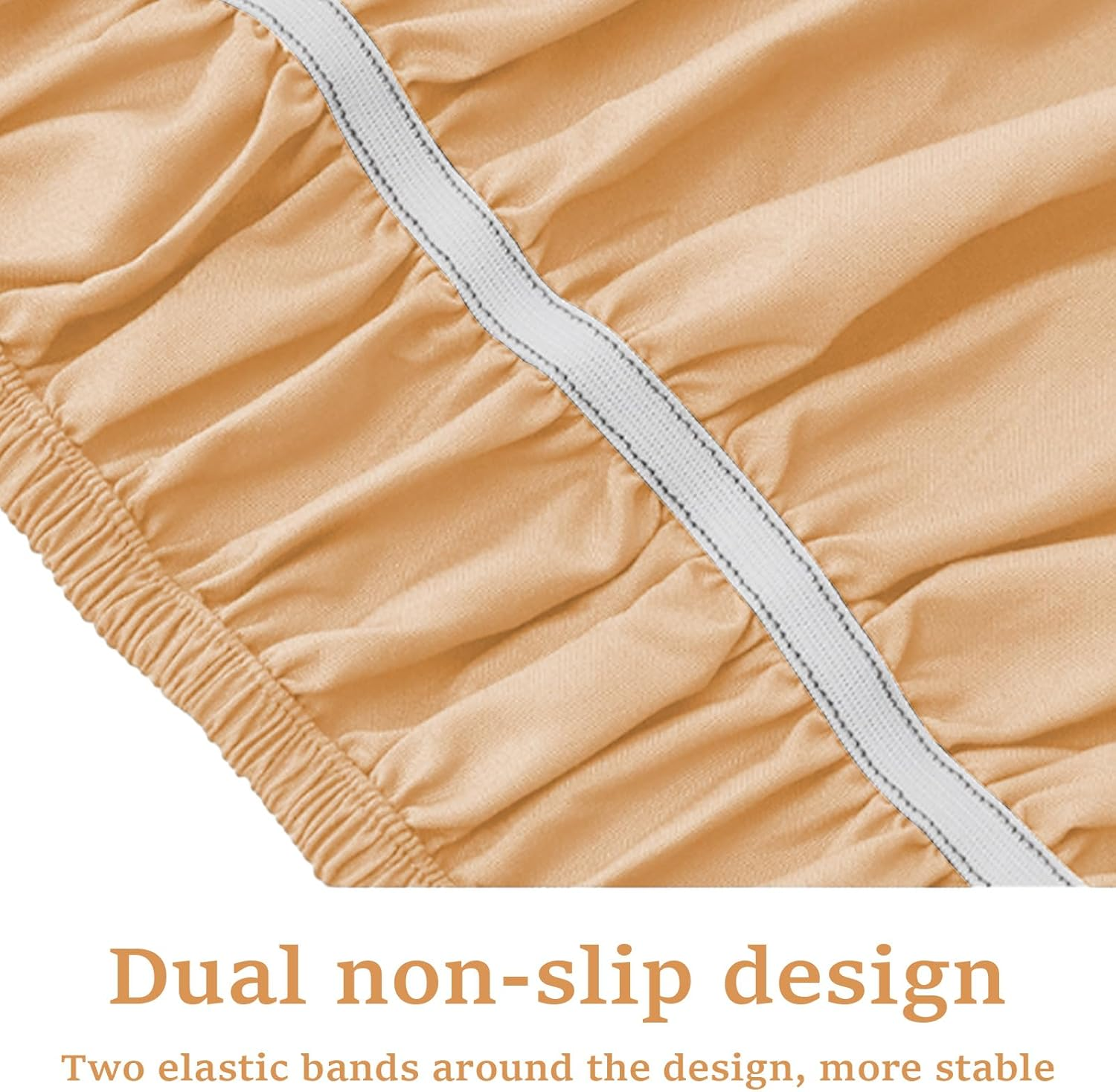 Wrap around Bed Skirts for Beds Drop, Adjustable Elastic Dust Ruffles Queen King Full Twin Bedskirts Machine Washable (Beige, Full) image number 3
