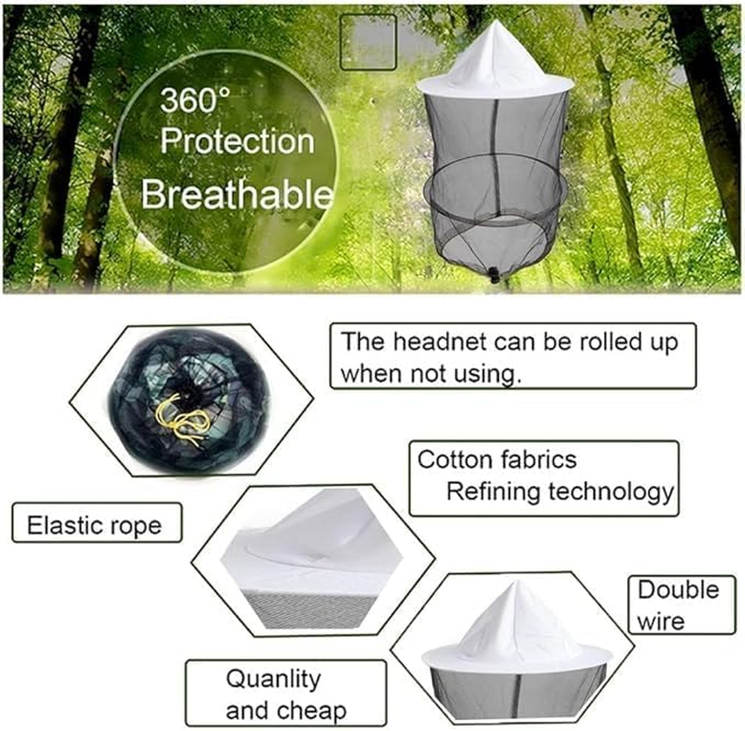 2Pcs Beekeeping Hat, Beekeeper Veil Hat, Beekeeping Equipment, Beekeeping Smoke Machine for Beekeeping Net Anti-Mosquito Hat Net Hat Beekeeper Net Fishing Hat Textile Honeycomb (White)