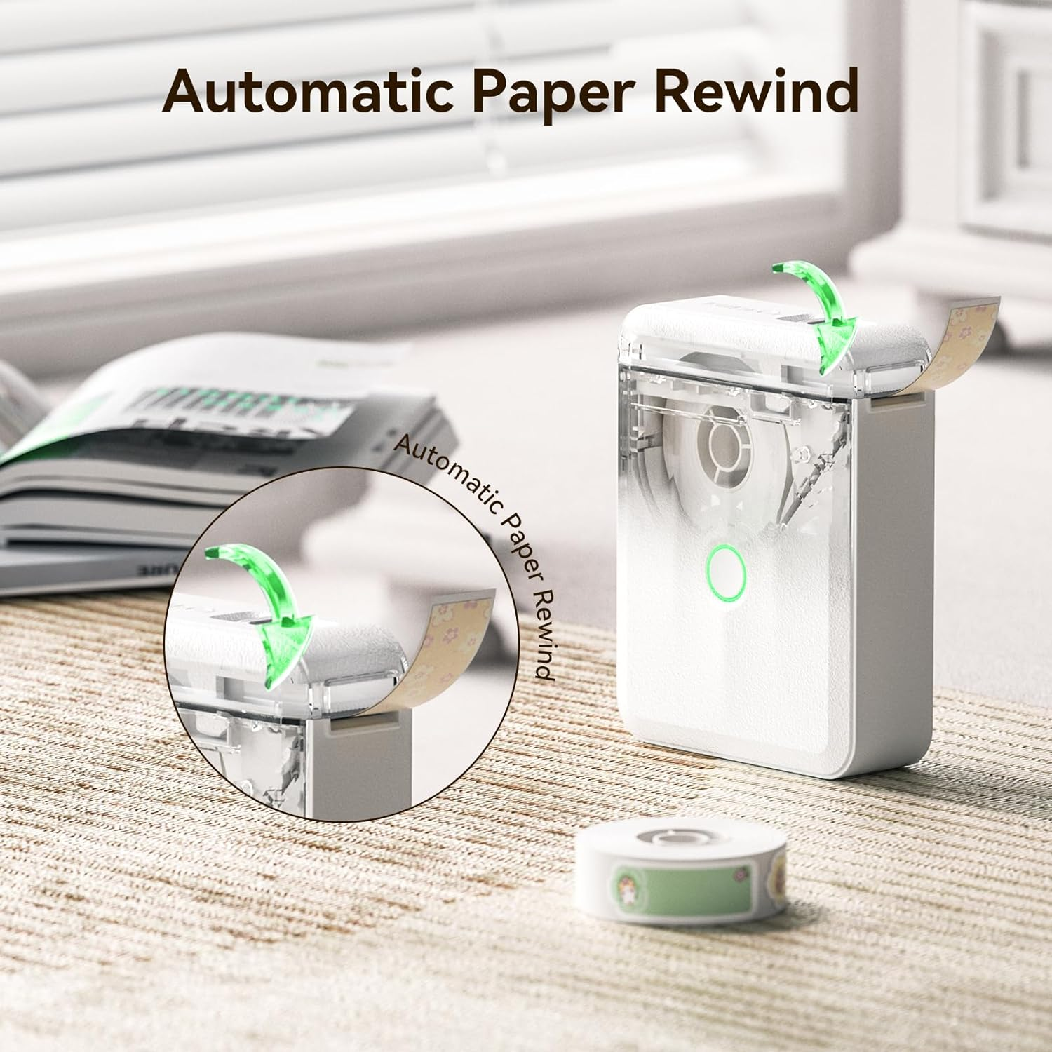 NIIMBOT D110 Upgraded Label Maker, Mini Label Printer, Portable Label Maker Machine with Tape Bluetooth Thermal Labelling Machine Small Sticker Printer for Home Kitchen School Office Store, White image number 6