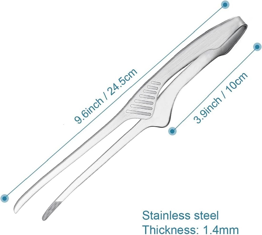 2 Pieces Stainless Steel Grill Tongs for Korean and Japanese BBQ Clean & Convenient Use, Non-Slip Serrated Tips, Ideal for Cooking Self-Standing Tongs for Salad, Grill, Camping, Buffet, Oven image number 4