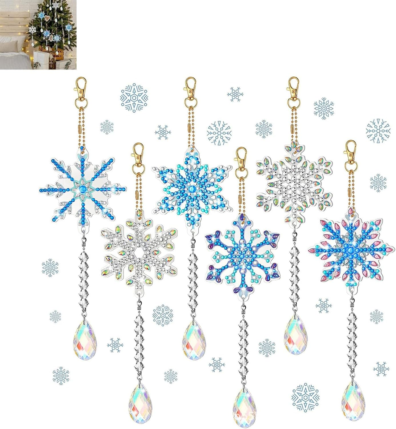 Xutong 6Pcs DIY Modern/Trendy Diamond Art Wind Chimes, Multicolored Acrylic Plastic Cardboard, Hanging, Perfect for Christmas, New Year, DIY Craft