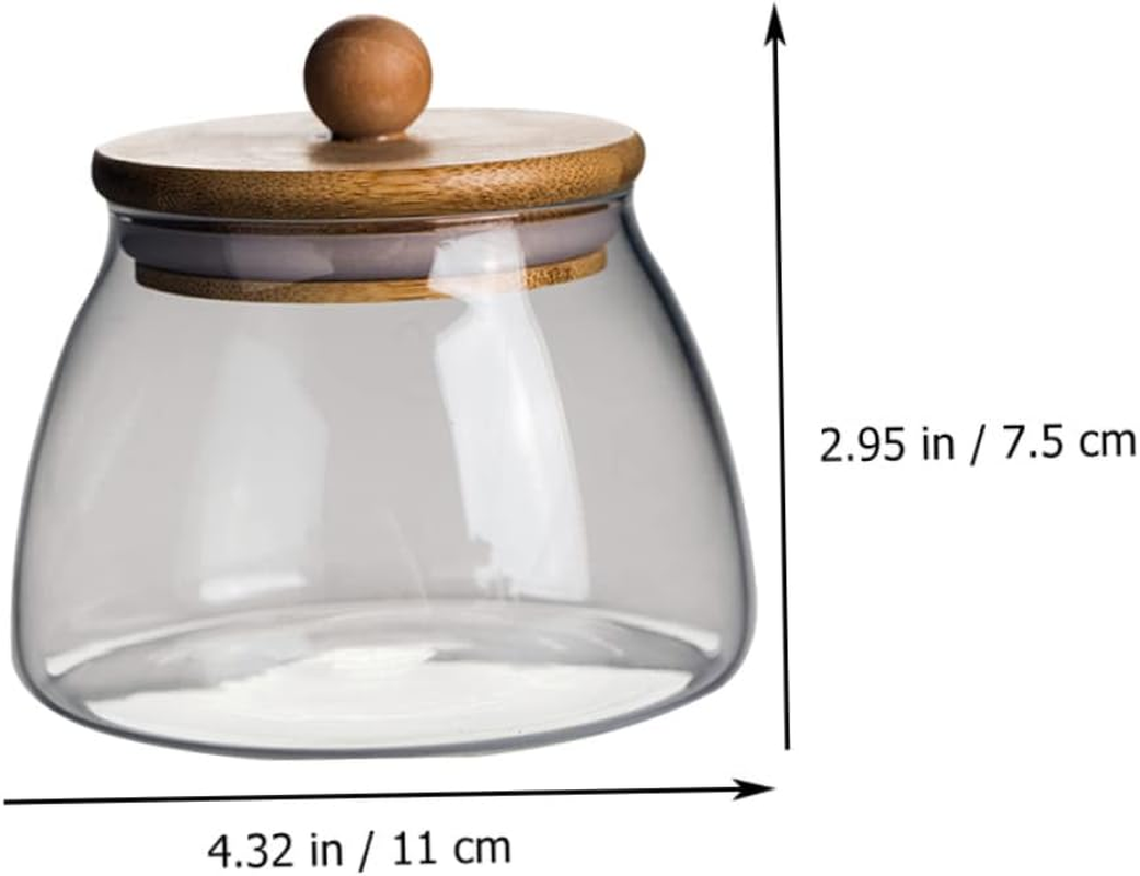 LABRIMP 2Pcs Transparent Glass Candy Storage Jars Bamboo Lids Wedding Sweets Containers Versatile Sealing Jars for Home and Bakery Use image number 4