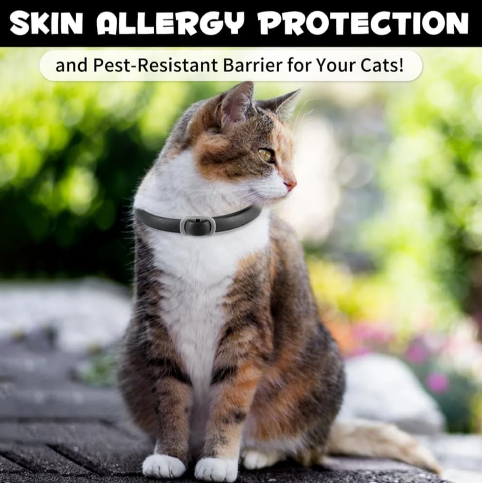 Cat Flea and Tick Collar | Flea & Tick Prevention | 24 Month Protection | Water Resistant | Adjustable | Safe for Cats | Natural Ingredients | Black Colour | Pack of 4 image number 6