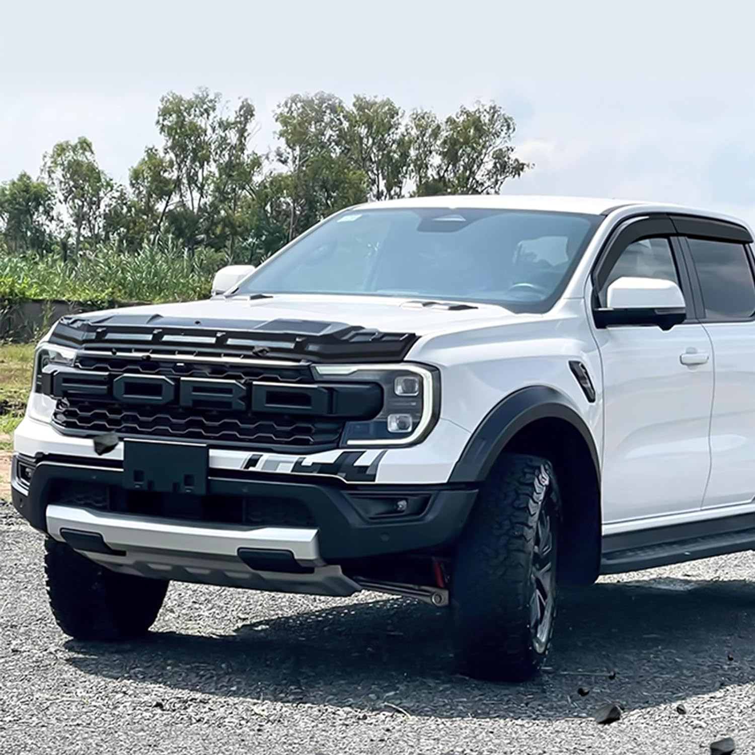 SUERAUTO4X4 for Ford Ranger Raptor Next Gen 2022 2023 2024 2025 Bonnet Protector Guard Trim Accessories, ABS Matte Black Bonnet Hood Protector Stone Guard Trim Cover image number 3