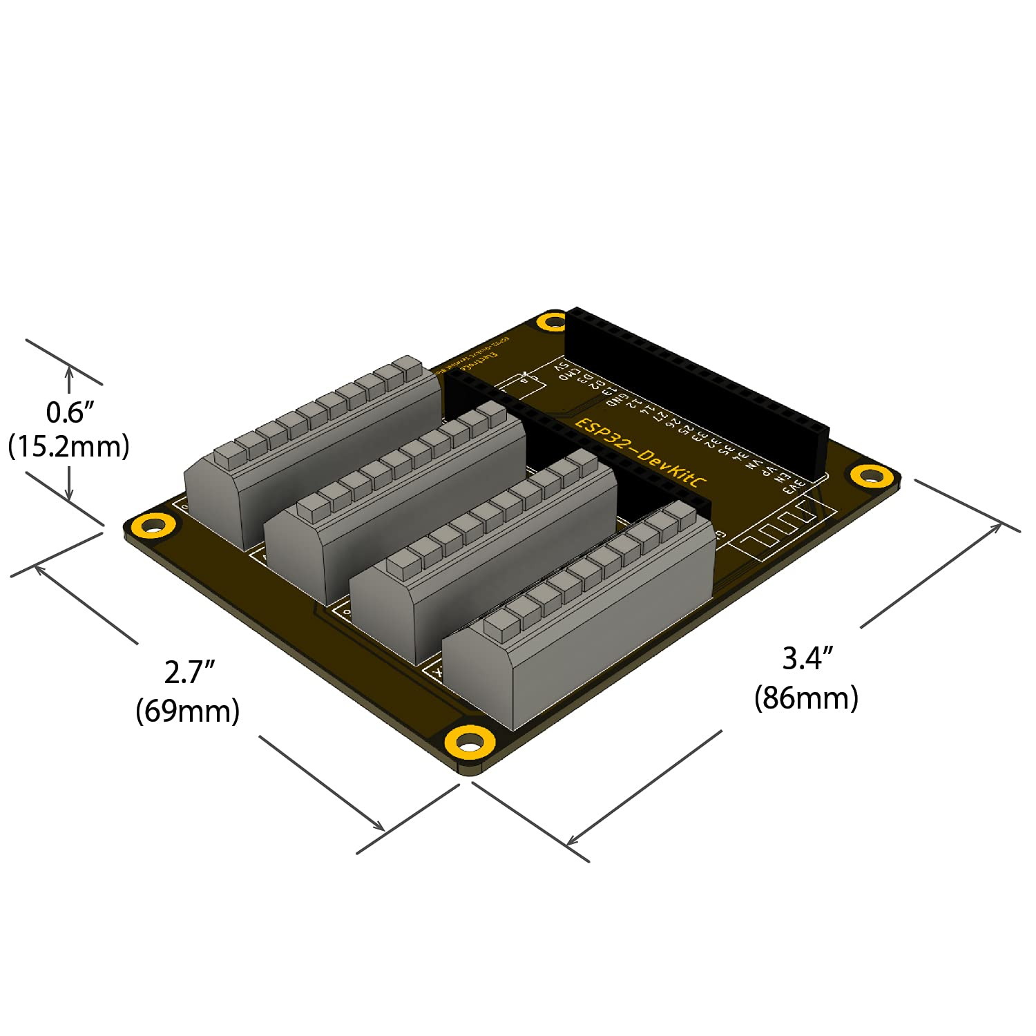 Electrocookie ESP32 Terminal Block Shield Kit, Compatible for Esp32-Devkitc, Push-In Simple Spring Connector Expansion PCB Module image number 2