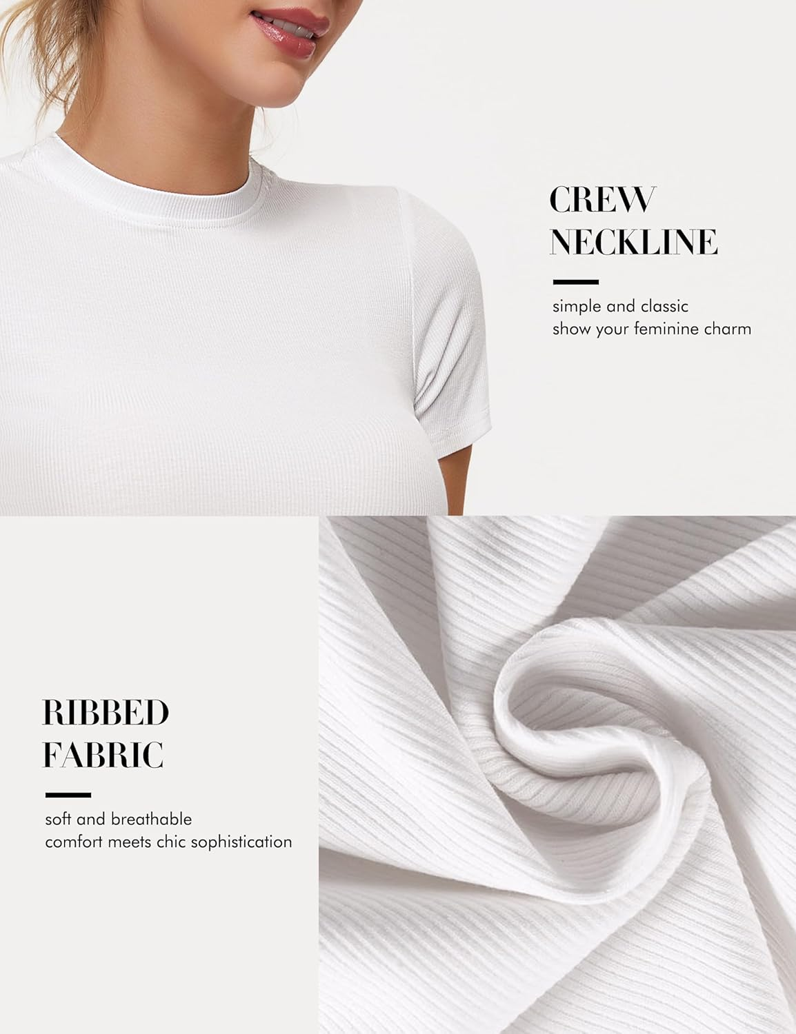 Peauty Maternity Ribbed T-Shirts with Crew Neck and Short Sleeves Shirts, before during after Pregnancy Clothes image number 5