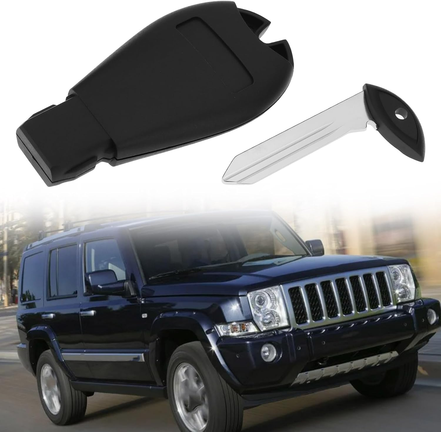 Emsea 4 Button Car Key Fob Shell Case Compatible with Jeep Grand Cherokee Compatible with Chrysler 300C 2008-2010 image number 3