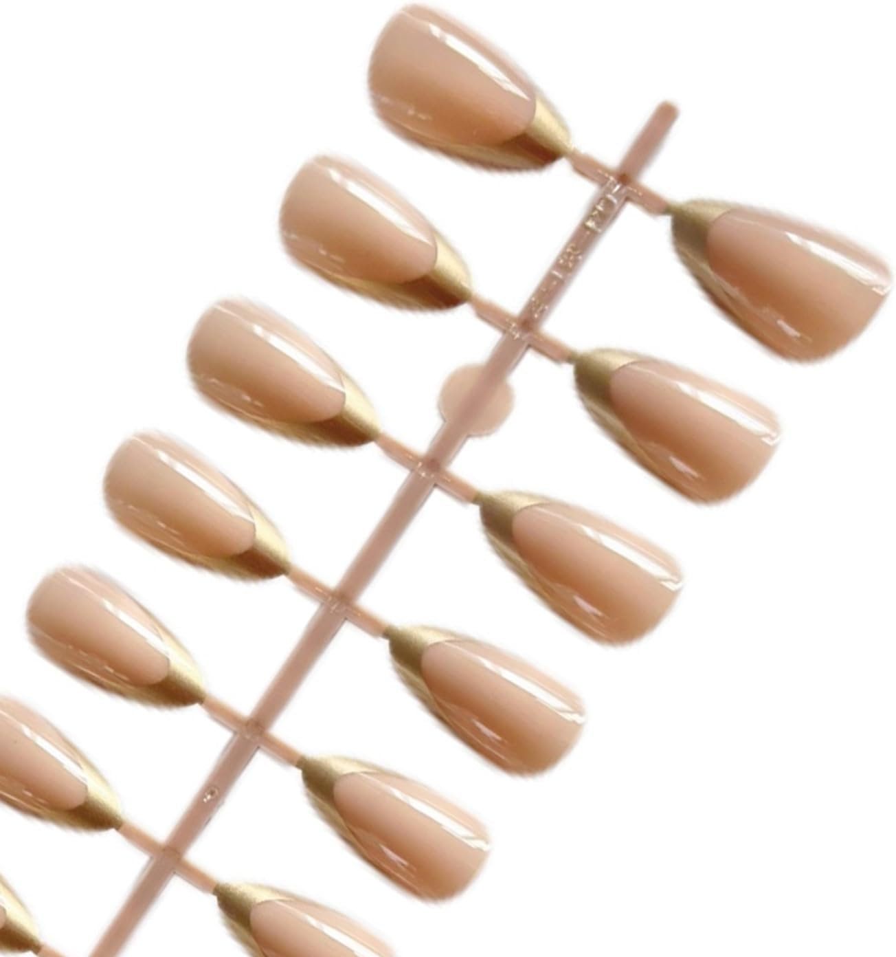 24 PCS Gold French Tip Press Nail Almond Shape Fake Nails Reusable Acrylic Nail Glossy Full Cover Stick