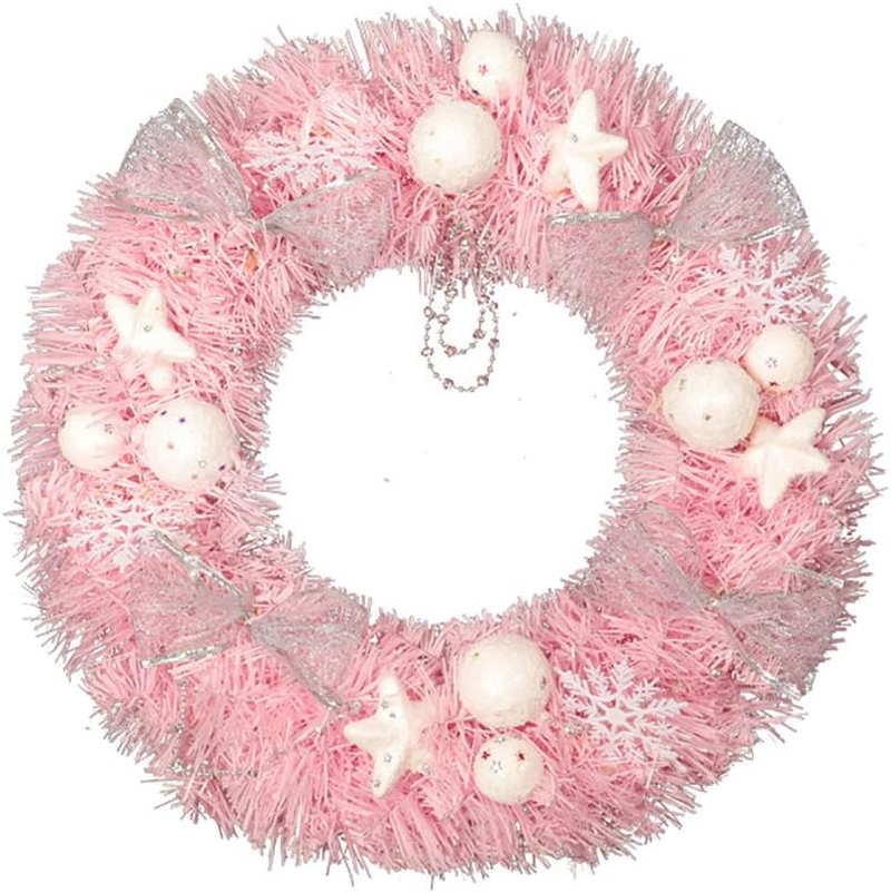 Decorative Snowflake Wreath Christmas Wreath Xmas Graland Front Door Wreath for Christmas Pink image number 1