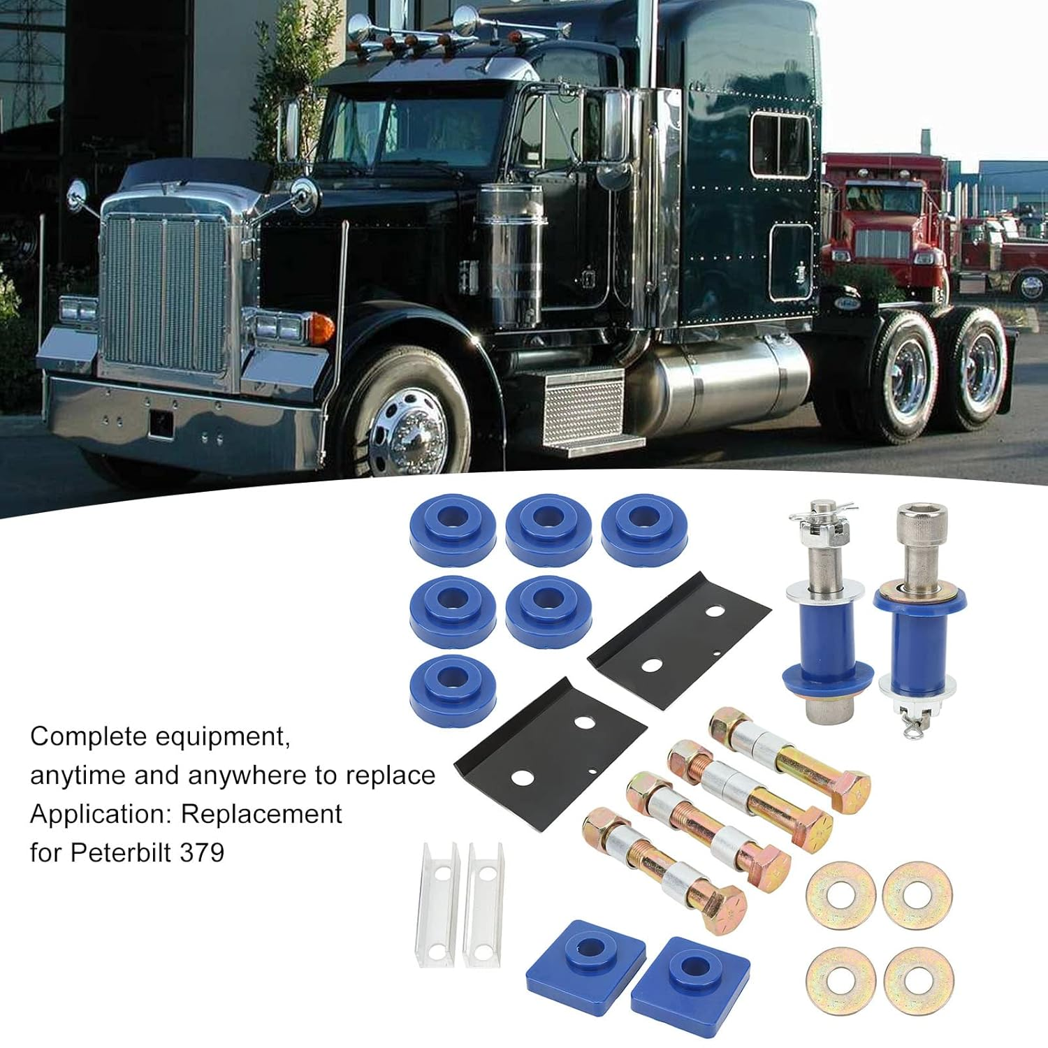 Hood Hinge Kit, 22PCS Pivot Bushings & Mount Bolts Set, Compatible with Peterbilt 379 image number 6