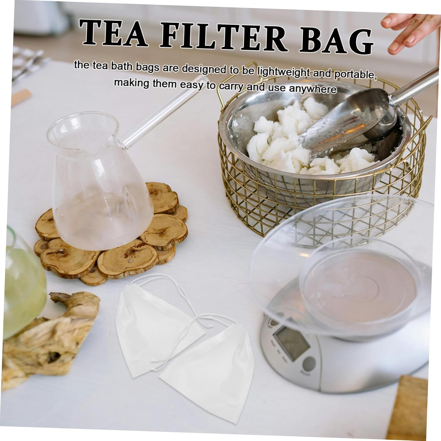 100Pcs Tea Bath Bag Loose Leaf Infuser Reusable Drawstring Sachet for Spa Bath Soak DIY Tea Filter Pouches image number 5