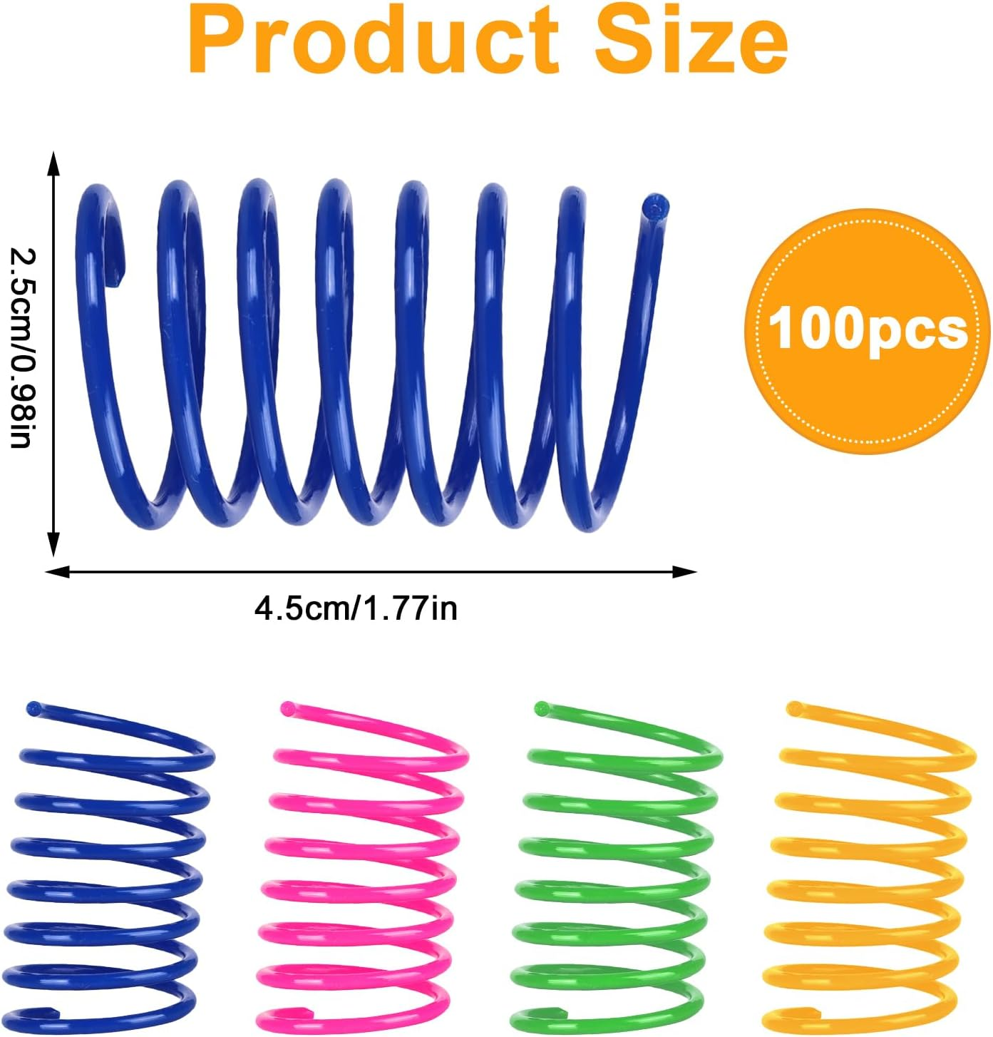 Delamiya Cat Spring Toy, Pack of 100 Cat Toys, Colourful Creative Plastic Spiral Springs for Cats, Interactive Toy for Cat, Novelty Toy for Biting, Hunting image number 4