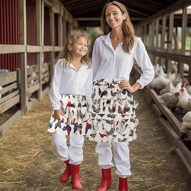 Durable Egg Gathering Apron 12 Deep Pockets Canvas Fabric for Duck Goose Quail Dove Eggs Holder Easter Egg Collecting Apron Chicken Coop Tool Hen Rooster Print image number 6