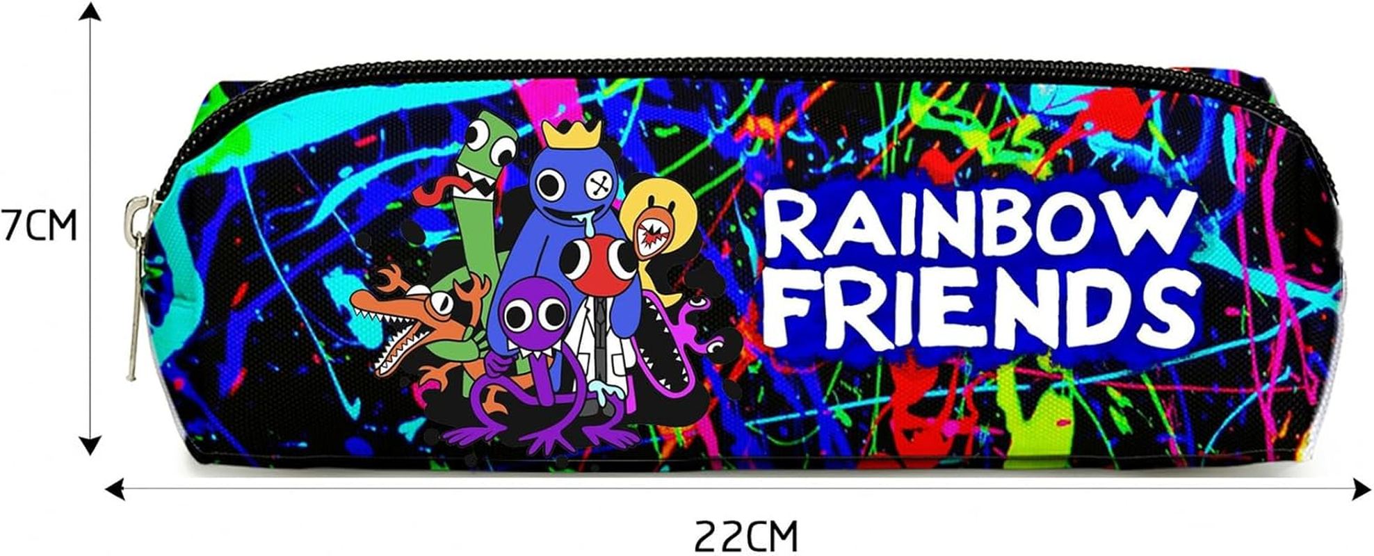 2Pcs Anime Game Rainbow Backpack with Friends Keychain,16In 3D Printed Cartoon Laptop Bag Casual Daypack Travel Backpacks.