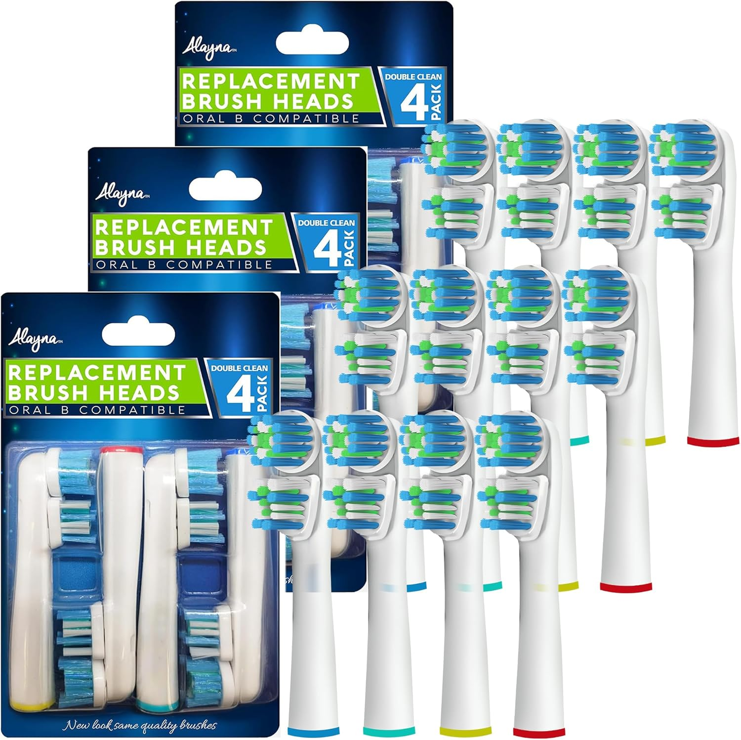 Replacement Brush Heads Compatible with Oralb Braun- Best Double Clean, Pack of 12 Electric Toothbrush Replacement Heads- for Oral B Pro, 1000, 8000, 9000, Sonic, Adults, Kids, Vitality, Dual Plus! image number 3