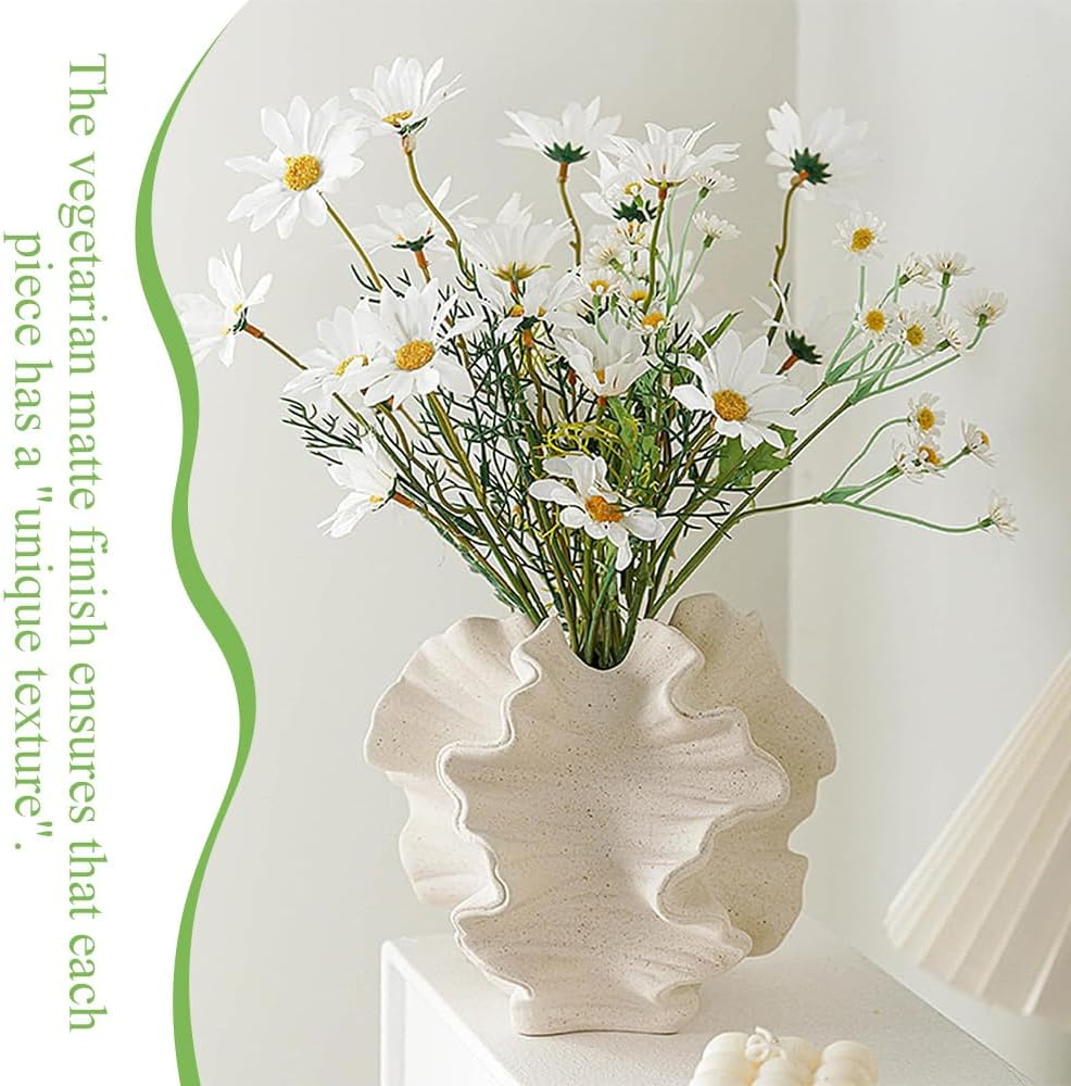 Ceramic Vase, Beige Modern Vases, Nordic Style Home Decor, Matte Ceramic Jardiniere, Boho Flower Vase, Coffee Table Ornaments,For Living Room,Bedroom, Office image number 3