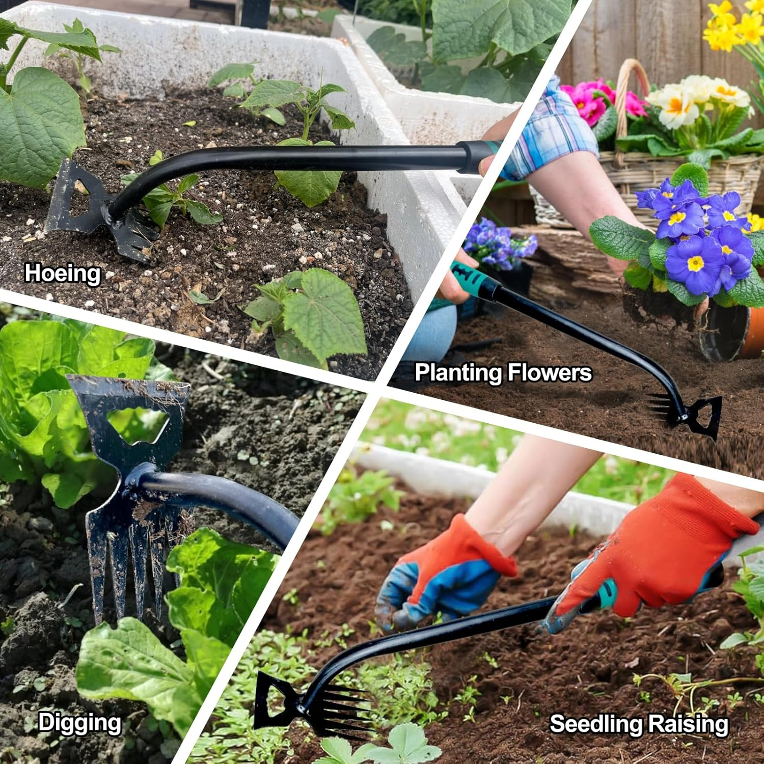 Weed Puller Tool-2Pcs Gardening Hand Weeder Tools, 2024 New Weeding Artifact Uprooting Weeding Tool, Manganese Steel Weed Removal Tool, 6 Teethes Dual Purpose Manual Weed Pulling Tool for Yard Gardenl image number 3