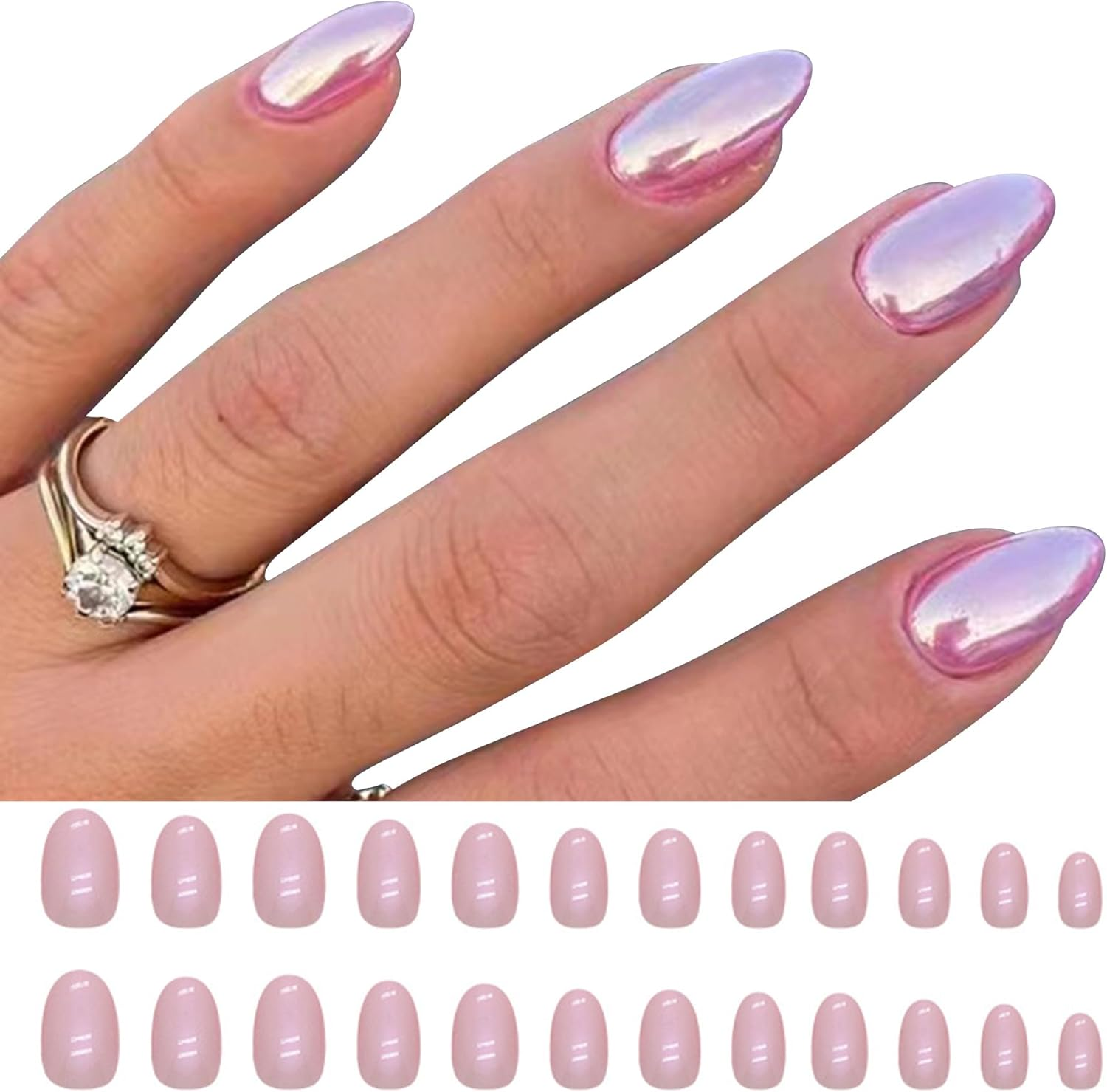 Women&rsquo;S Press on Nails with Glue &ndash; 24PCS Full Cover Fake Nail Tips Set, DIY Nails Art Decoration for Women image number 1