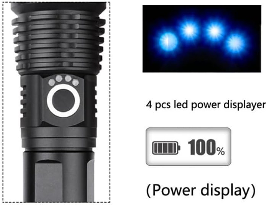 SHIJIUDAI Flashlights High Lumens Rechargeable - 4000 Lumens Long Beam Super Bright Display & IPX5 Waterproof for Camping, 5 Modes,Zoomable Handheld Flashlight image number 1