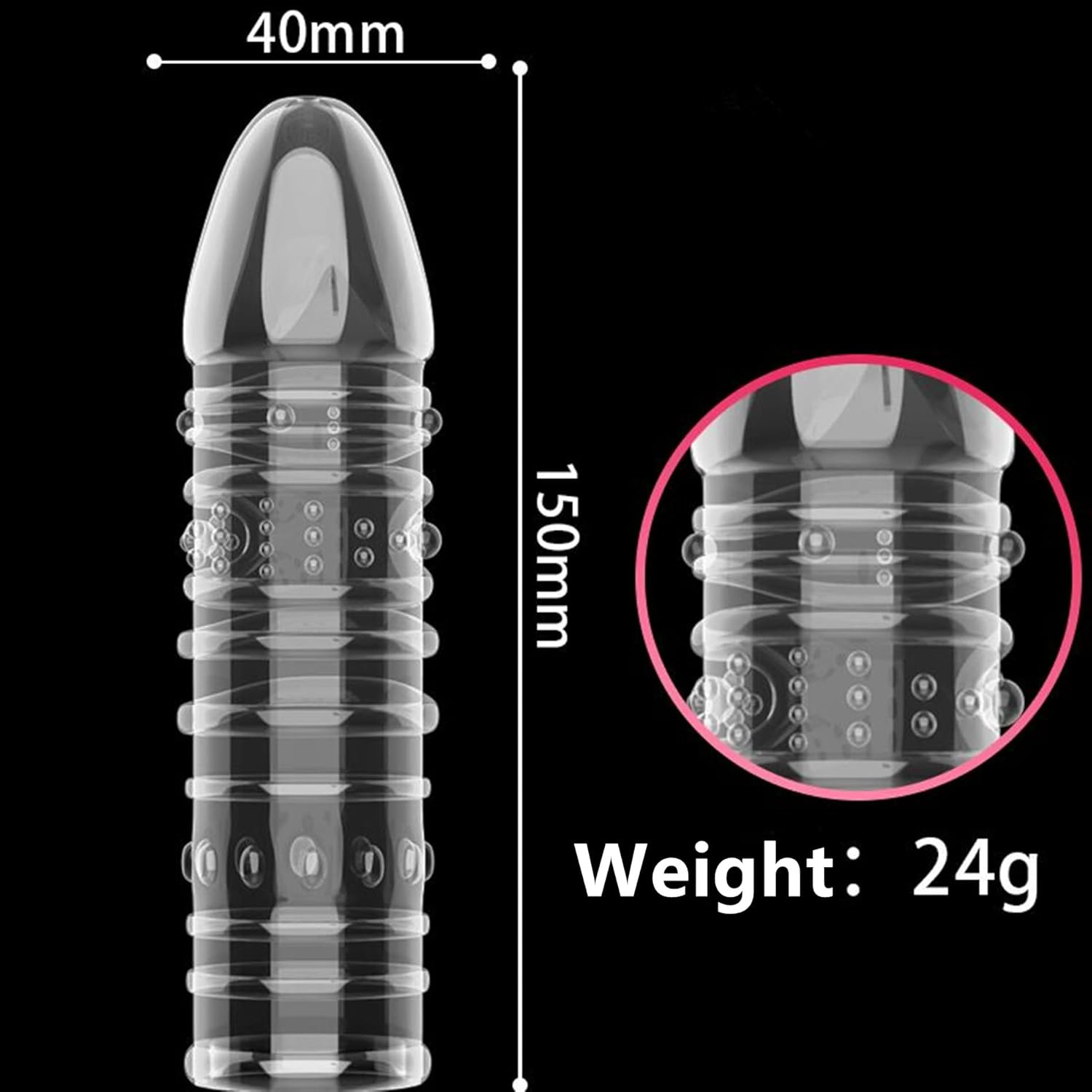 Sponver Threaded Condom Male Condom Adult Lock Crystal Sleeve 4 Designs（Pack of 4）Transparent image number 4