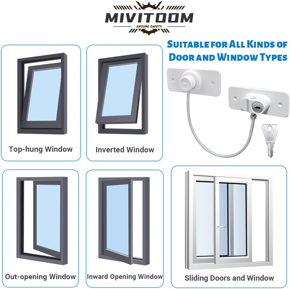 2Pcs Window Locks Set for UPVC Windows,Window Restrictor Locks for Children Security with Screws Keys image number 3