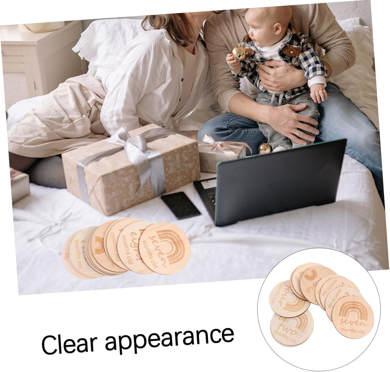 13Pcs Double-Sided Wood Baby Monthly Growth Recording Cards Newborn Photography Props for Baby Shower Milestone Moments image number 6