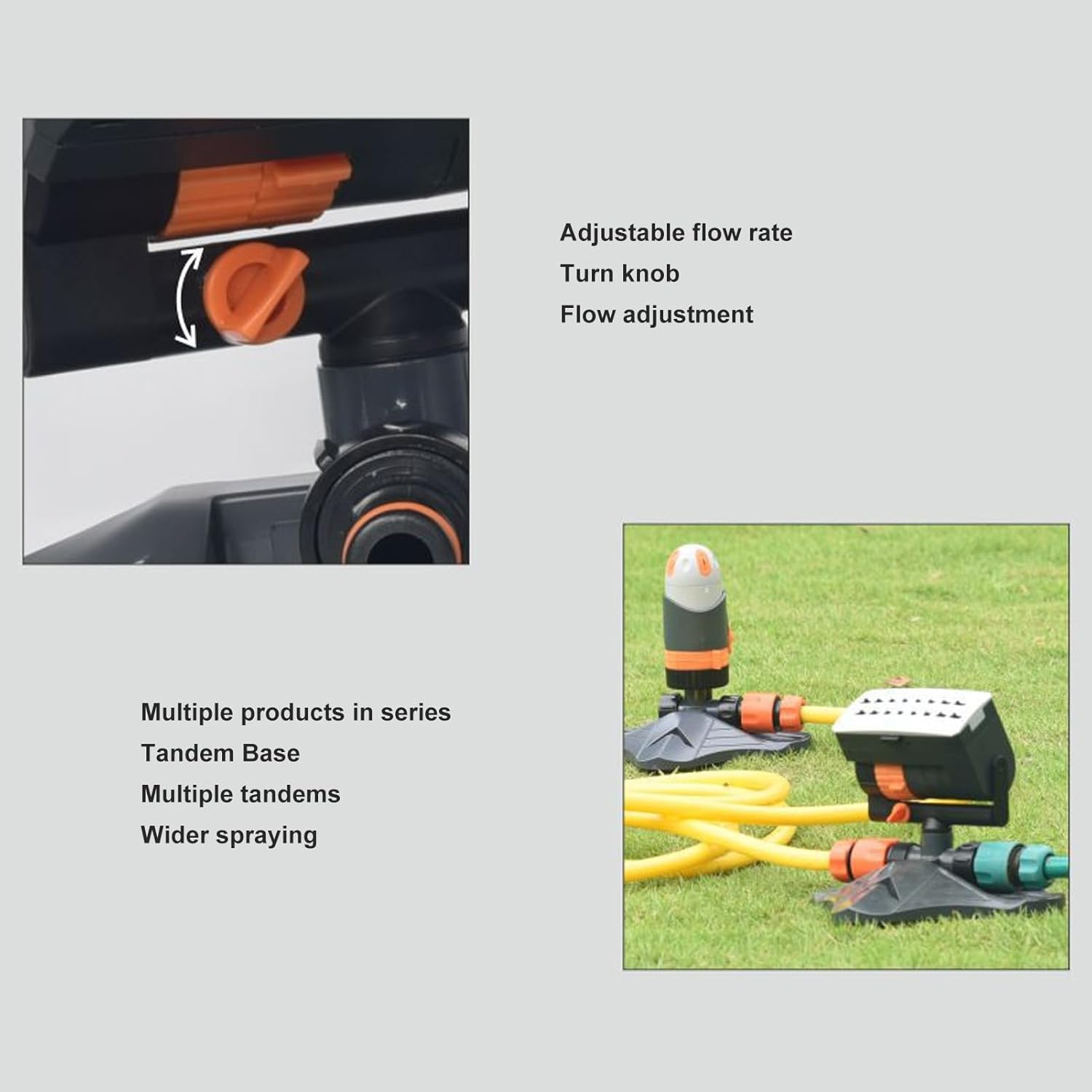 Lawn Sprinkler, 16 Hole Automatic Swing Garden Water Sprinkler with 4 Spray Modes, Adjustable Spray, for Vegetable Plots Flower Beds Yard image number 2