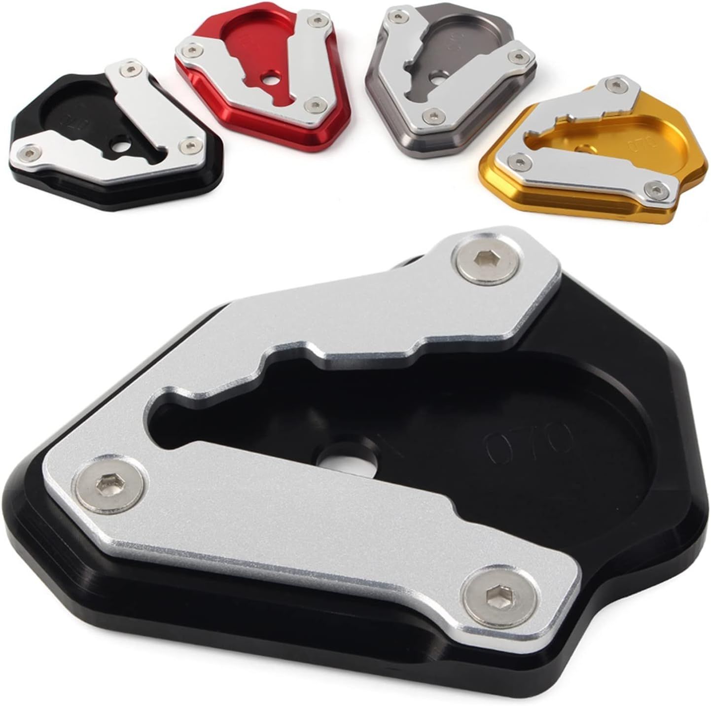 KANGYEBAIHUODIAN Fit for Ducati 848 1098 1198 Motorbike Side Stand Enlarger Plate Kickstand Pad Aluminum Motorcycle Parts (Color : Black)