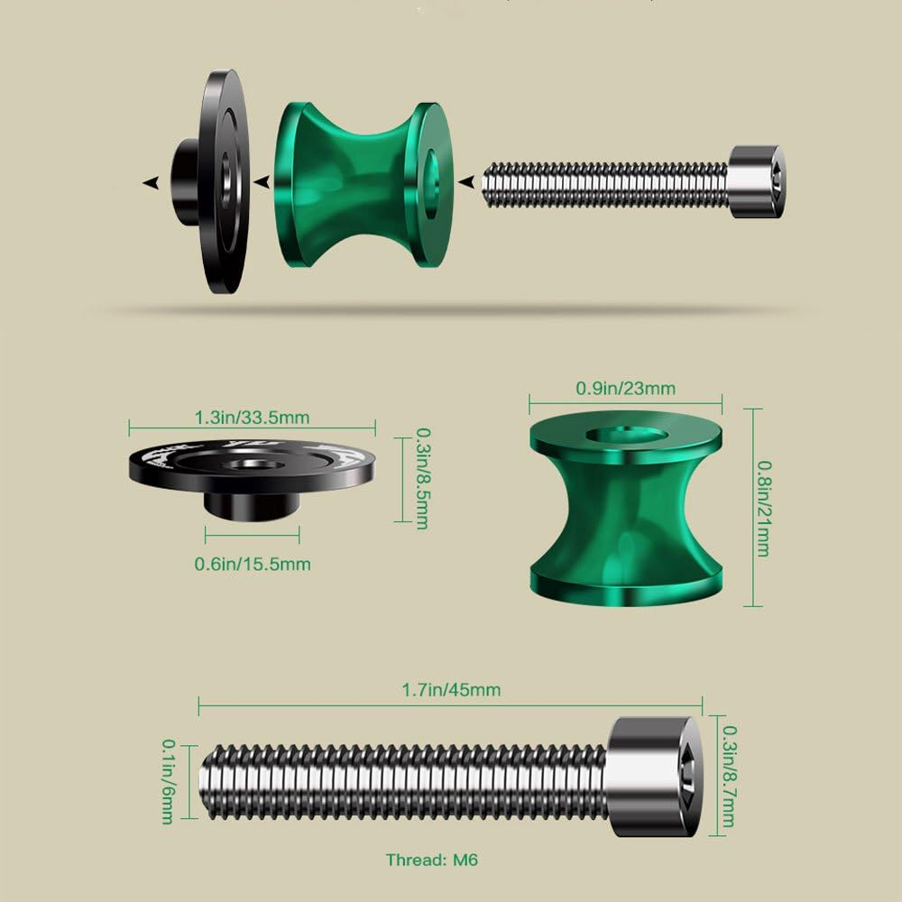 M6 Aluminium Swing Protection Swing Arm Adapter Stand Bobbins Spool Racing Adapter Stand 6 Mm for Yamaha YZF R1 R3 R6 R6S R25 R125 600R (Black) image number 3