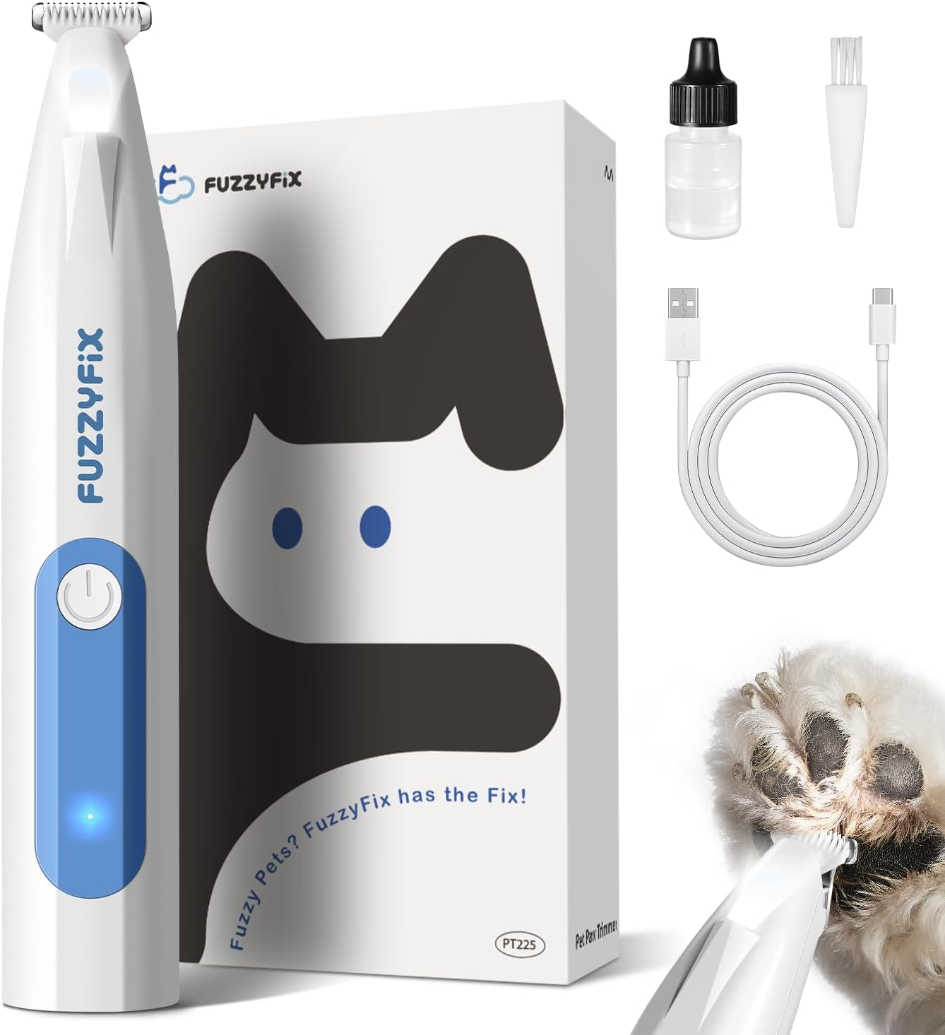 Dog Paw Trimmer with LED Light, Low Noise Paw Trimmer for Dogs, Type-C Rechargeable Pet Grooming Kit Dog Grooming Clippers for Paws, Eyes, Ears, Face, Rump, 18 Mm Widen Blade image number 2