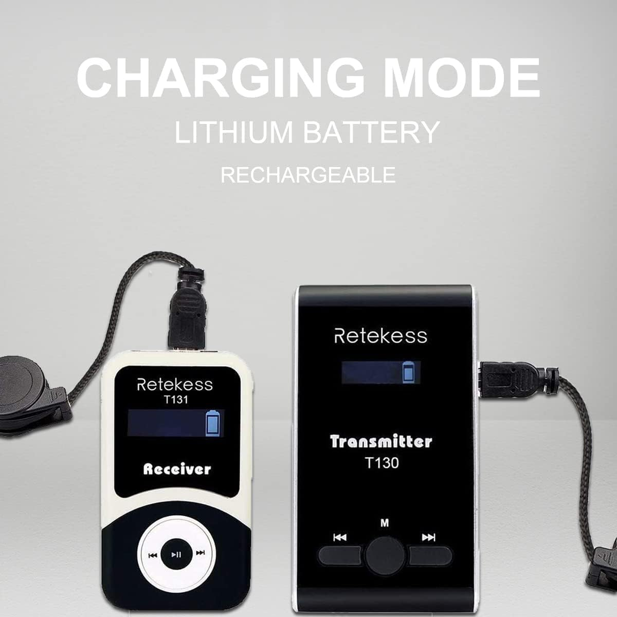 Retekess T130 Wireless Tour Guide System, Church Translation System, Sound, 99 Channels, Audio Transmission System for Court,Training,School (1 Transmitter 2 Receivers) image number 4